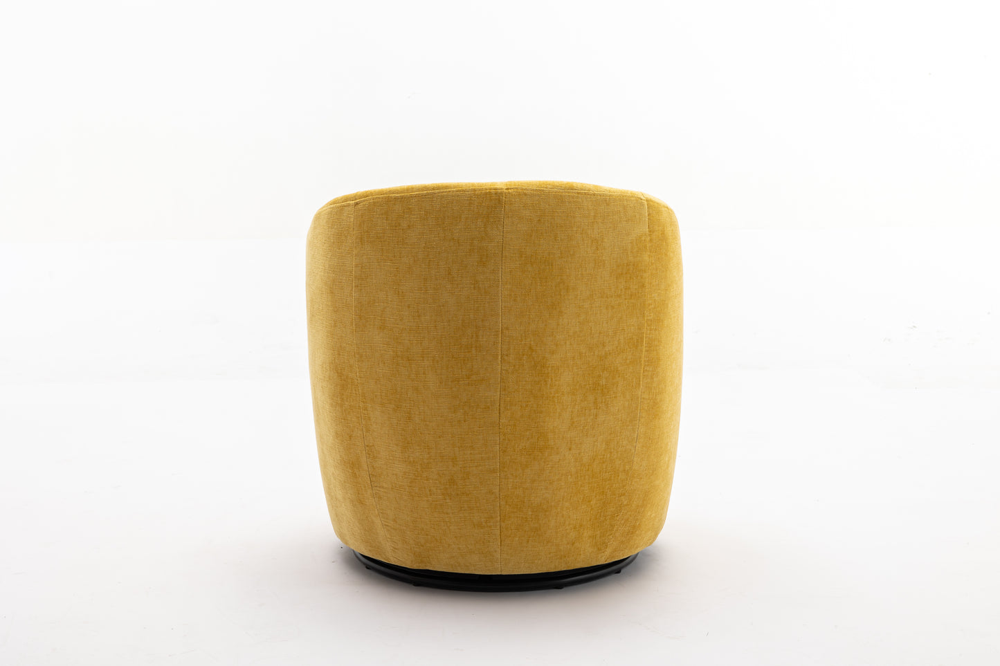 Chenille Fabric Swivel Accent Armchair Barrel Chair With Black Powder Coating Metal Ring,Yellow