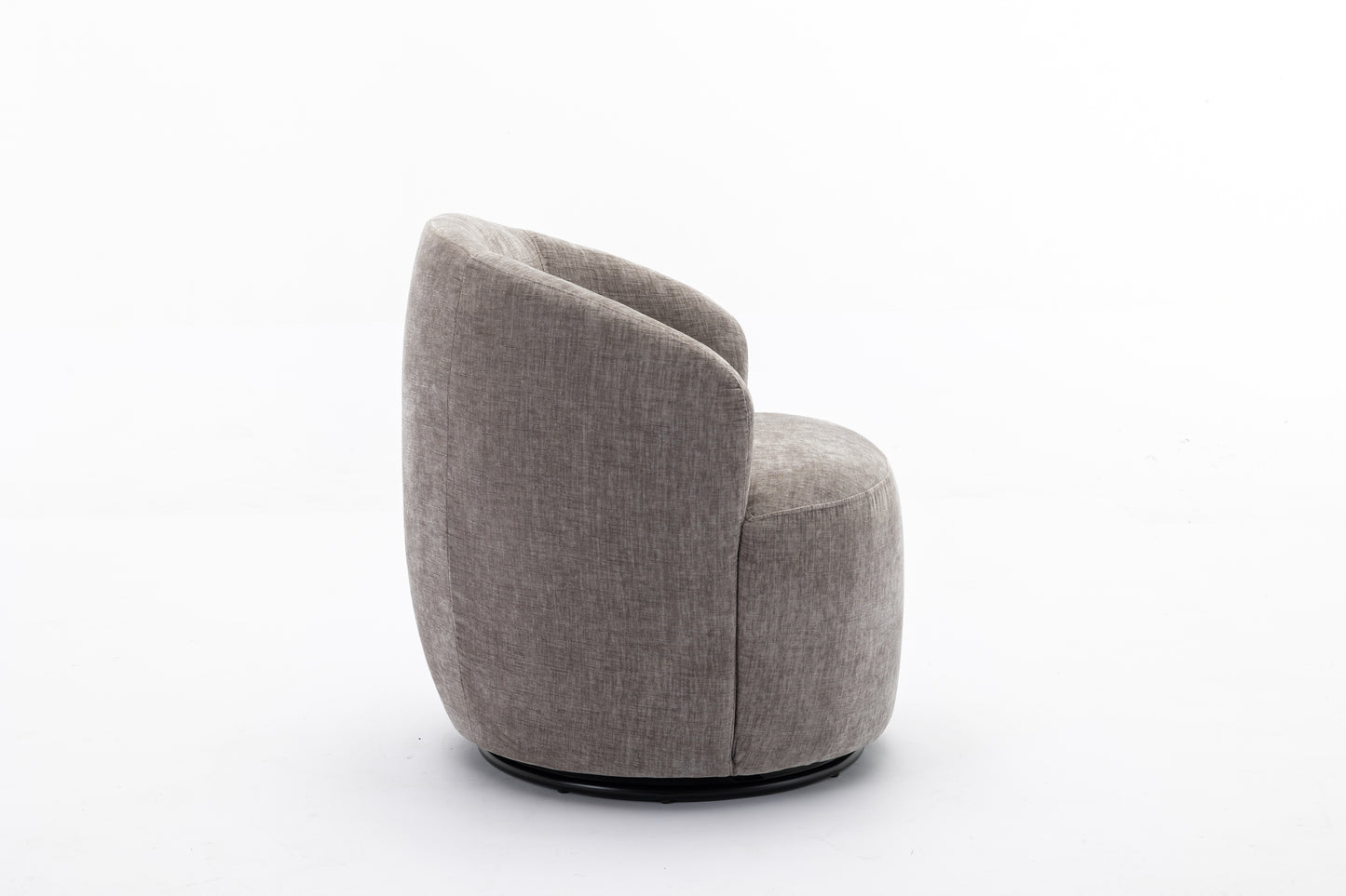 Chenille Fabric Swivel Accent Armchair Barrel Chair With Black Powder Coating Metal Ring,Gray