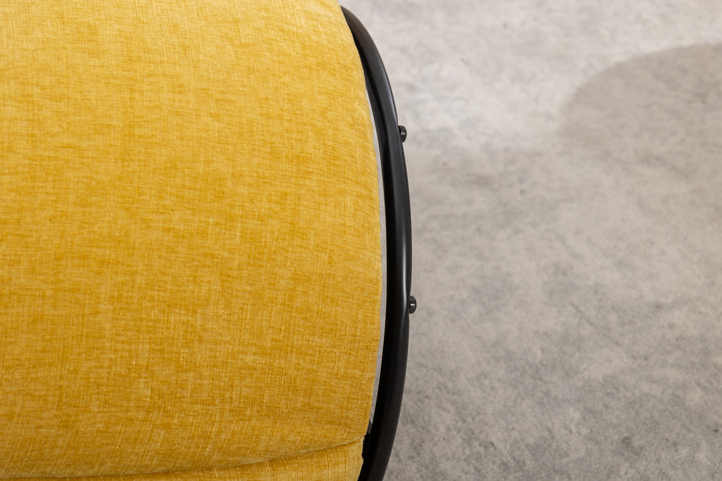 Chenille Fabric Swivel Accent Armchair Barrel Chair With Black Powder Coating Metal Ring,Yellow