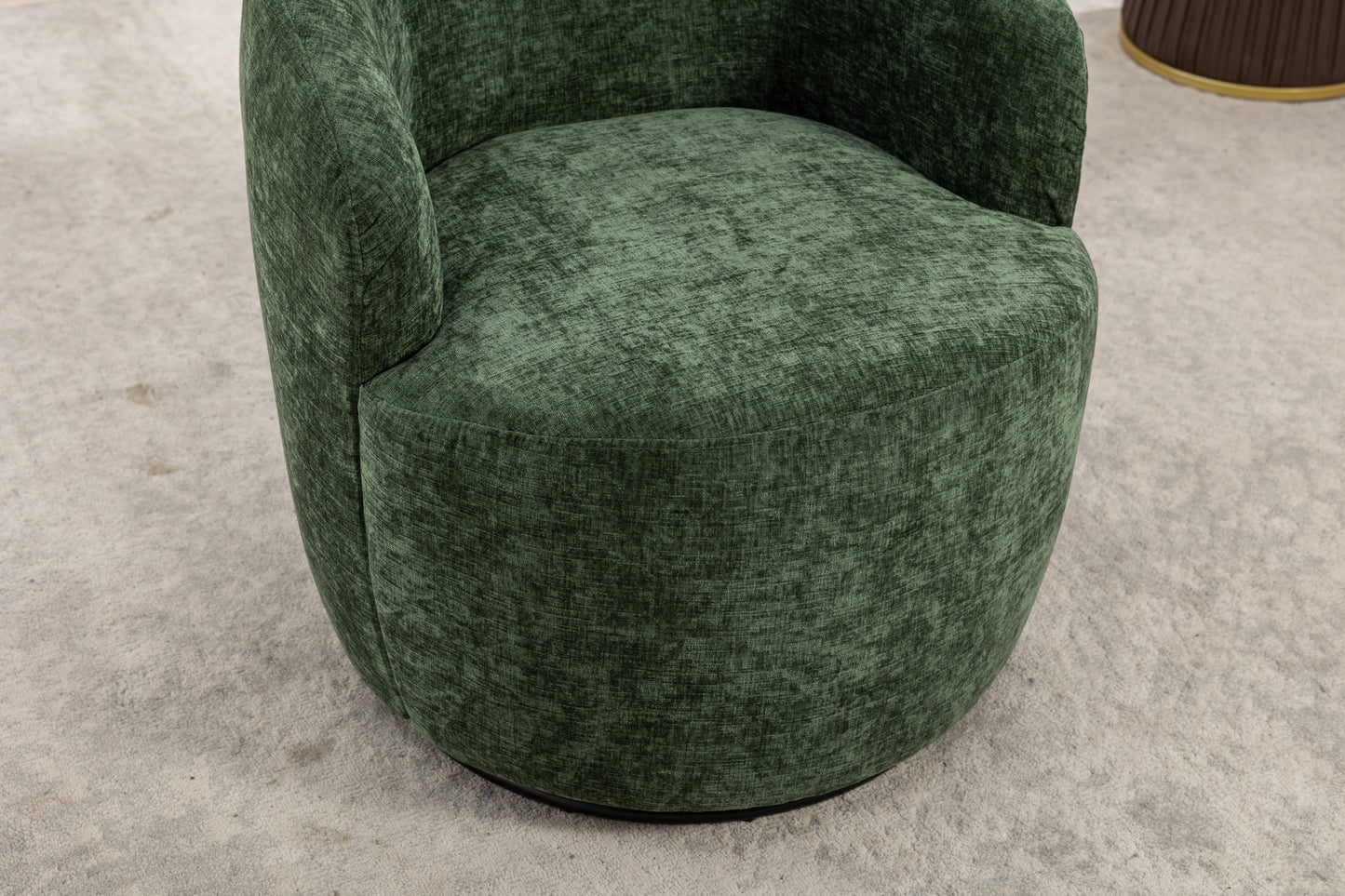 Chenille Fabric Swivel Accent Armchair Barrel Chair With Black Powder Coating Metal Ring,Green