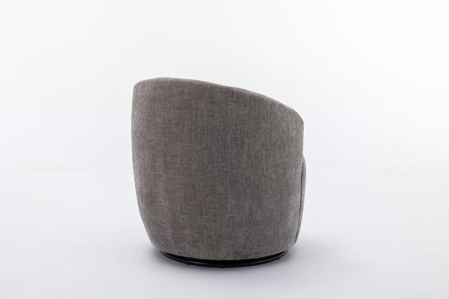 Chenille Fabric Swivel Accent Armchair Barrel Chair With Black Powder Coating Metal Ring,Gray