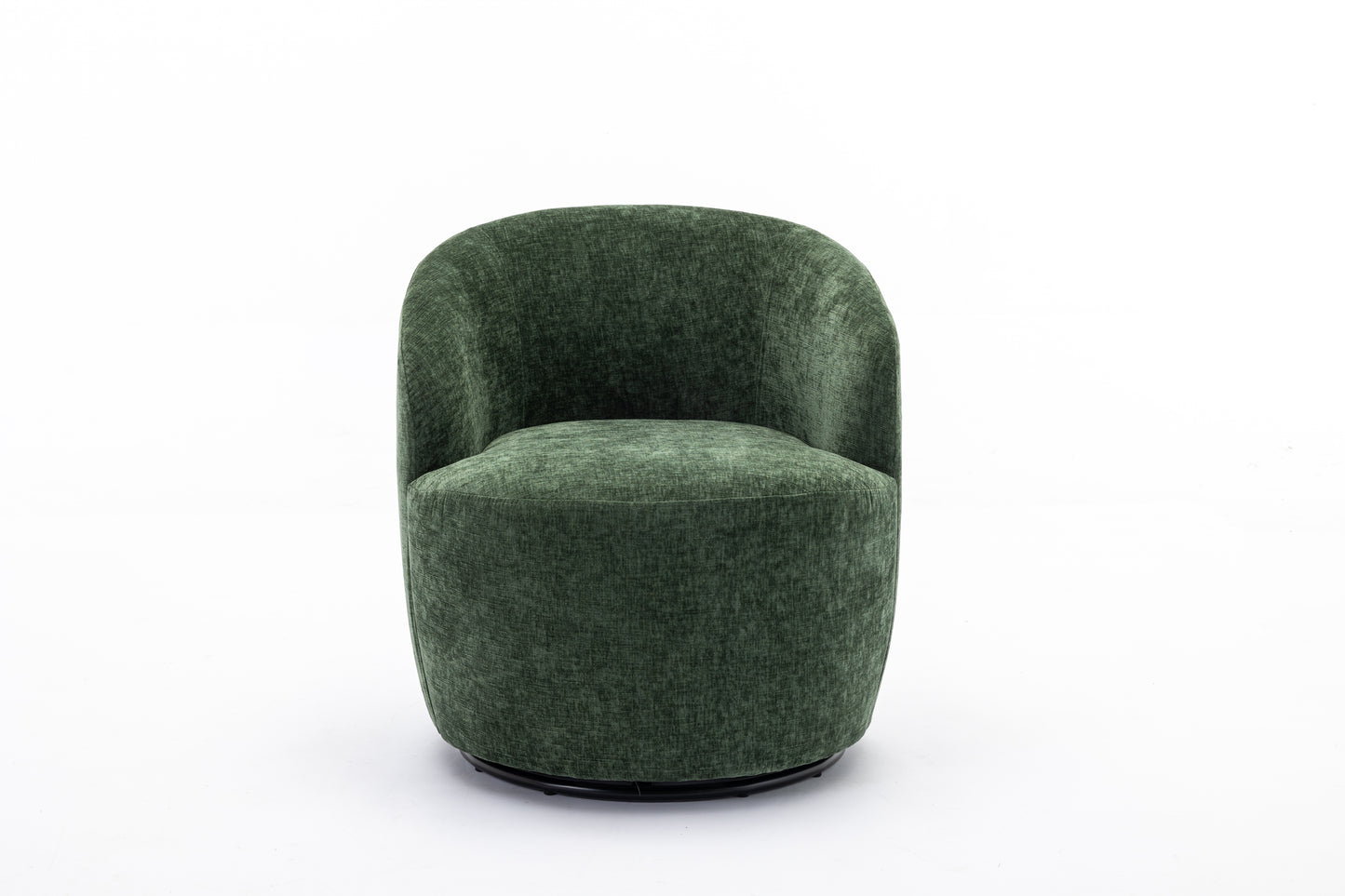 Chenille Fabric Swivel Accent Armchair Barrel Chair With Black Powder Coating Metal Ring,Green