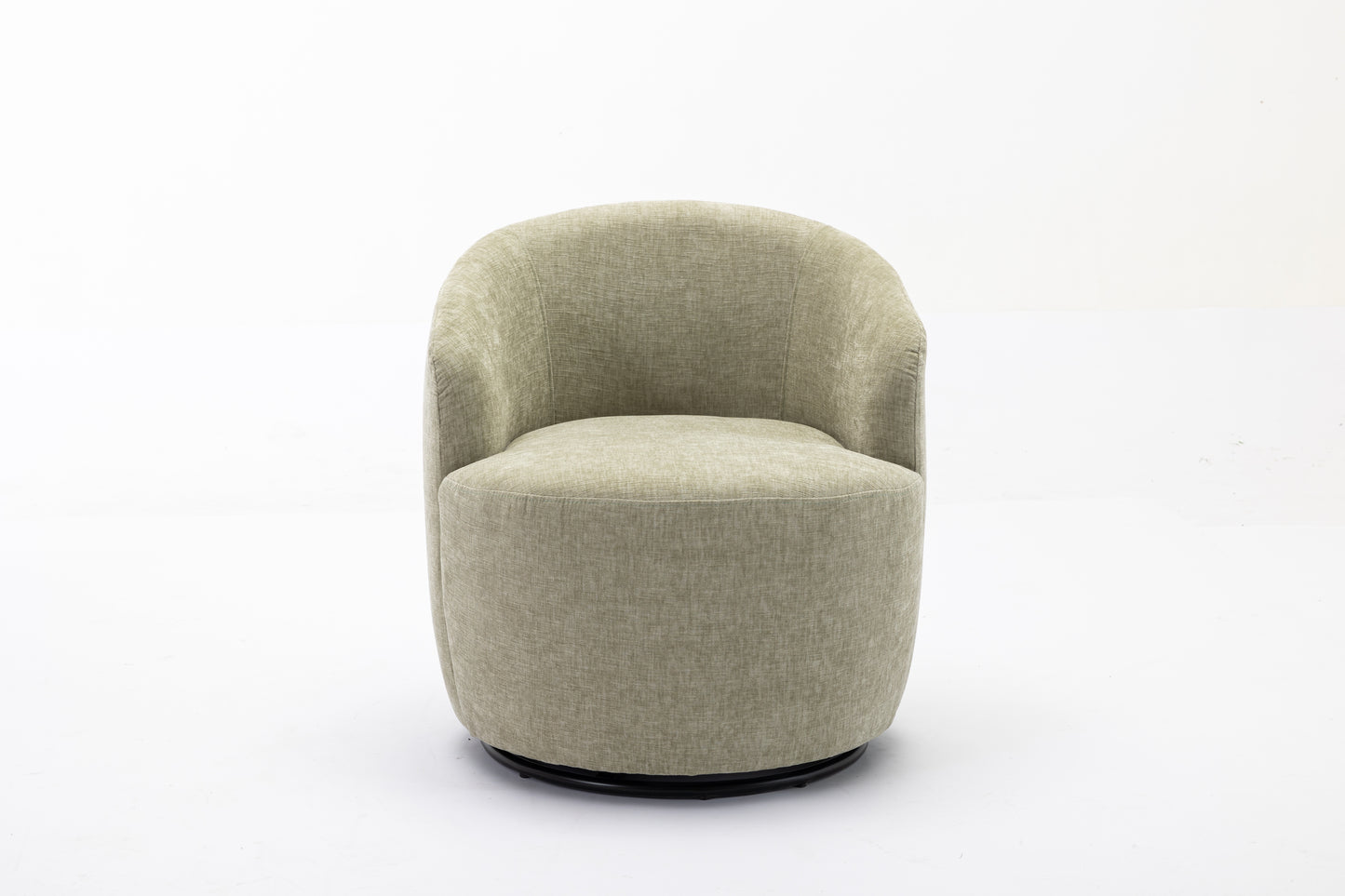 Chenille Fabric Swivel Accent Armchair Barrel Chair With Black Powder Coating Metal Ring,Light Green