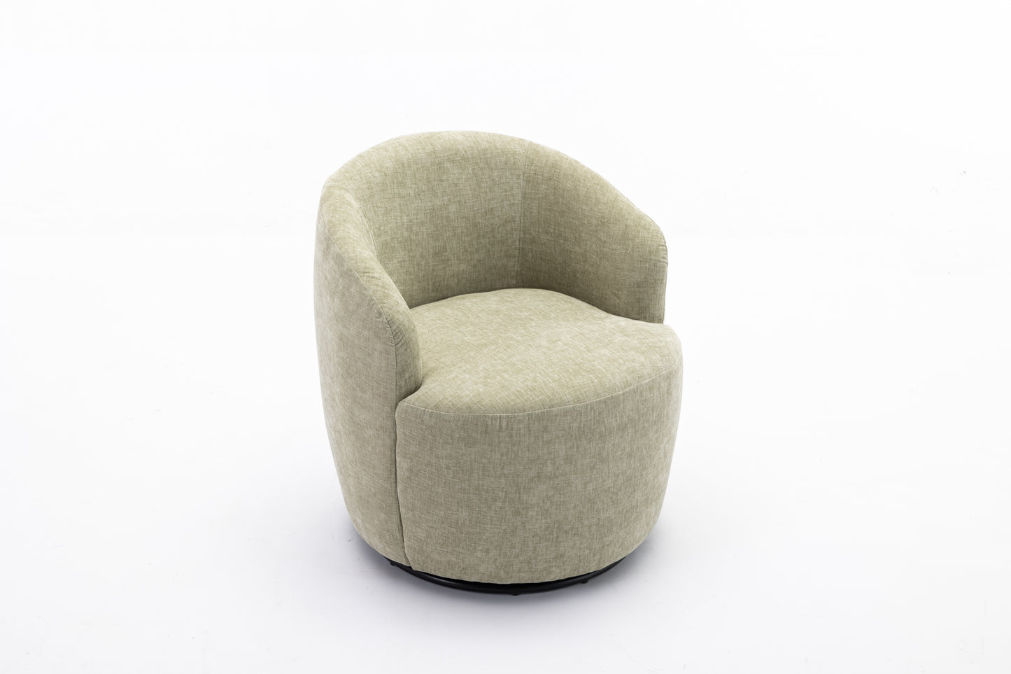 Chenille Fabric Swivel Accent Armchair Barrel Chair With Black Powder Coating Metal Ring,Light Green