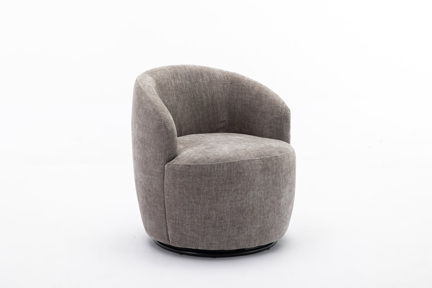 Chenille Fabric Swivel Accent Armchair Barrel Chair With Black Powder Coating Metal Ring,Gray