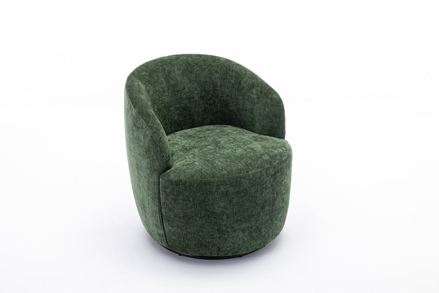 Chenille Fabric Swivel Accent Armchair Barrel Chair With Black Powder Coating Metal Ring,Green