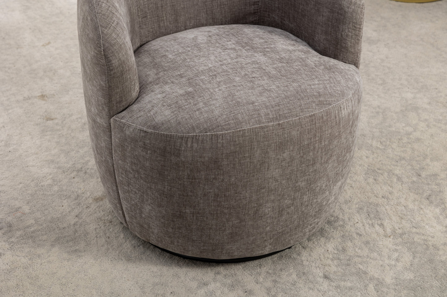 Chenille Fabric Swivel Accent Armchair Barrel Chair With Black Powder Coating Metal Ring,Gray