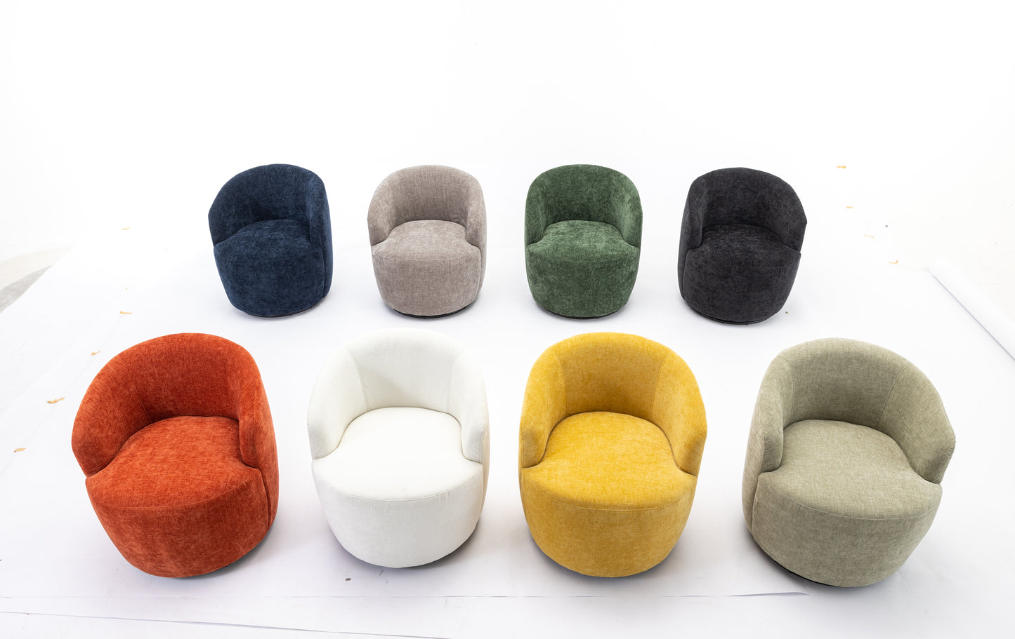 Chenille Fabric Swivel Accent Armchair Barrel Chair With Black Powder Coating Metal Ring,Light Green