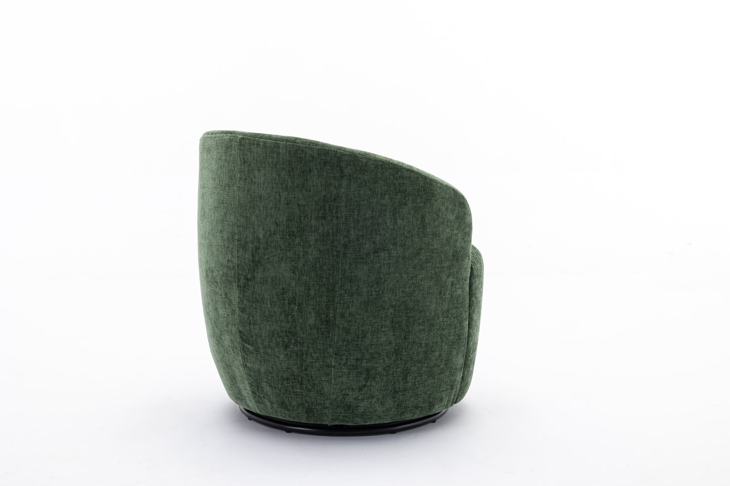 Chenille Fabric Swivel Accent Armchair Barrel Chair With Black Powder Coating Metal Ring,Green
