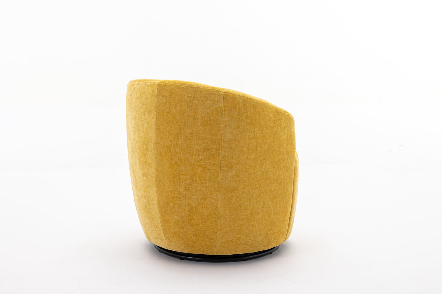 Chenille Fabric Swivel Accent Armchair Barrel Chair With Black Powder Coating Metal Ring,Yellow