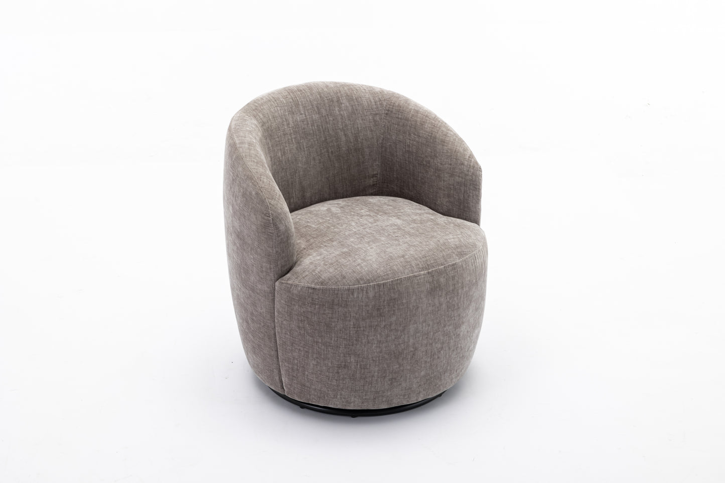 Chenille Fabric Swivel Accent Armchair Barrel Chair With Black Powder Coating Metal Ring,Gray