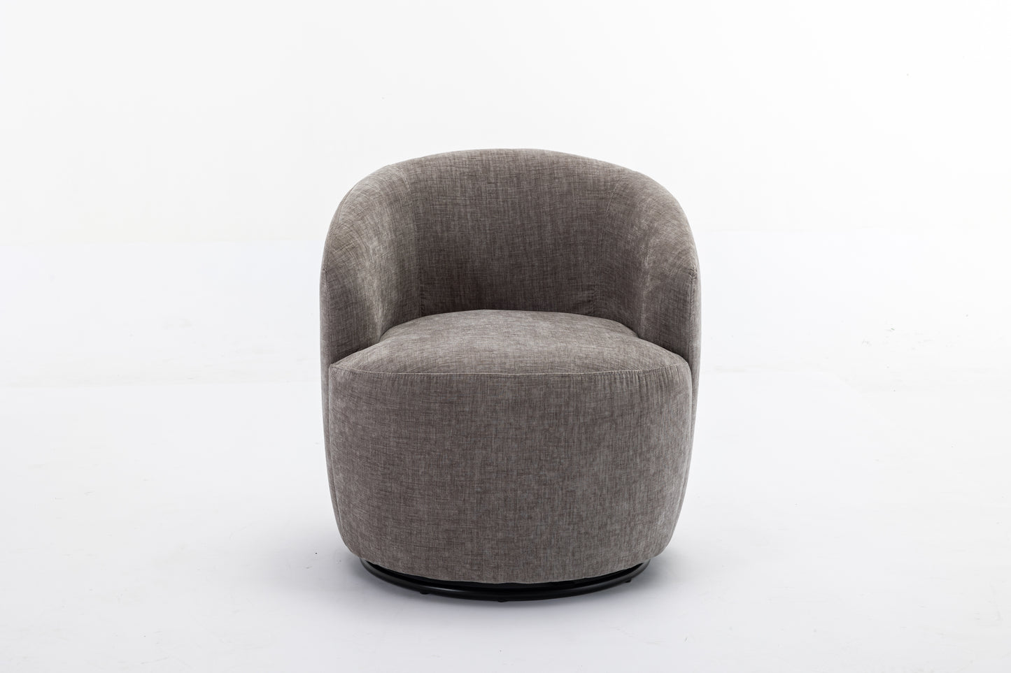 Chenille Fabric Swivel Accent Armchair Barrel Chair With Black Powder Coating Metal Ring,Gray