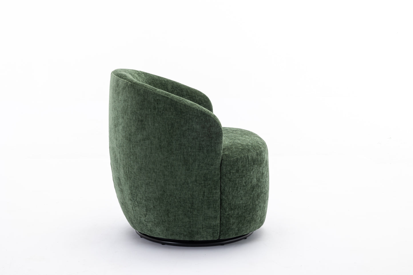 Chenille Fabric Swivel Accent Armchair Barrel Chair With Black Powder Coating Metal Ring,Green