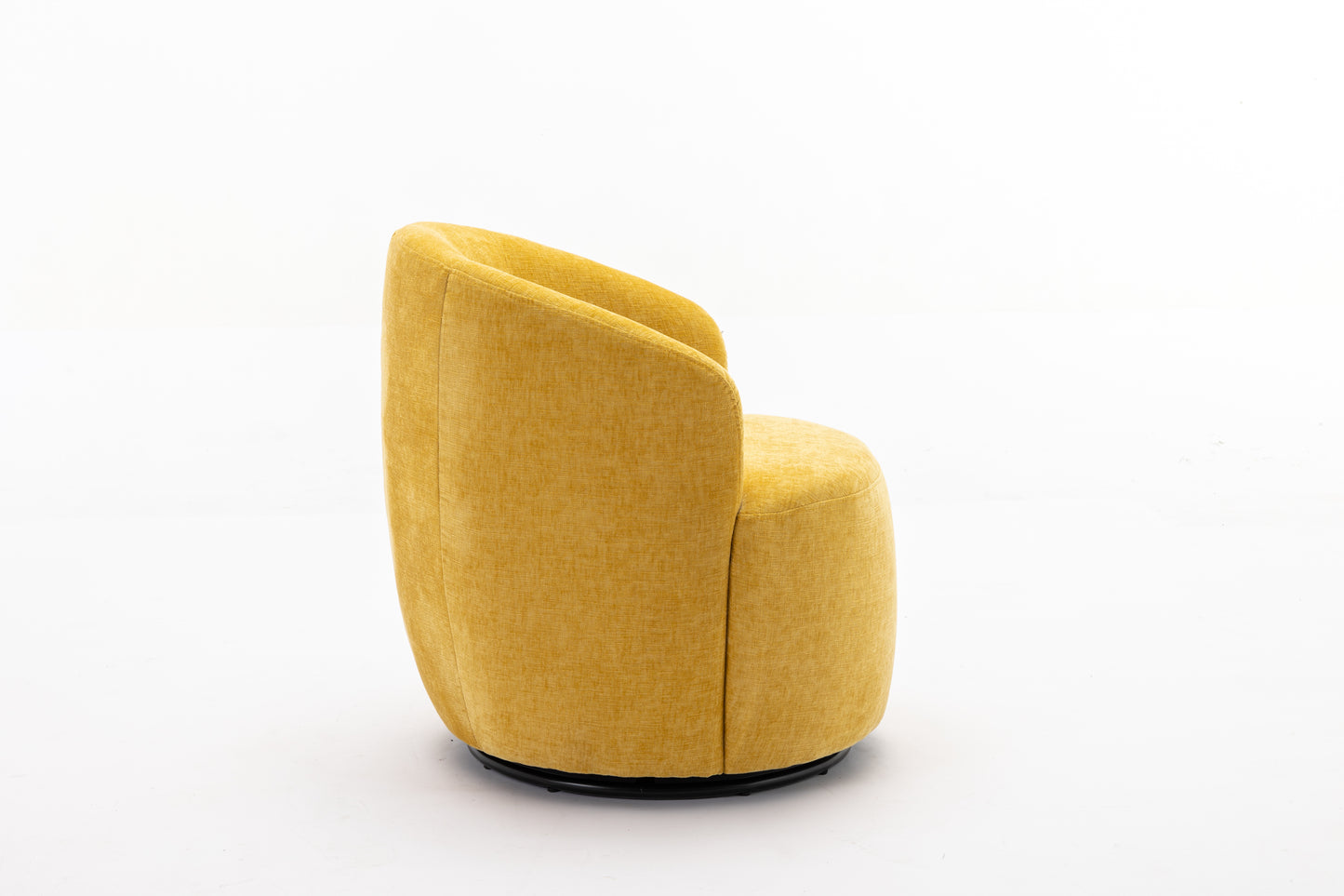 Chenille Fabric Swivel Accent Armchair Barrel Chair With Black Powder Coating Metal Ring,Yellow