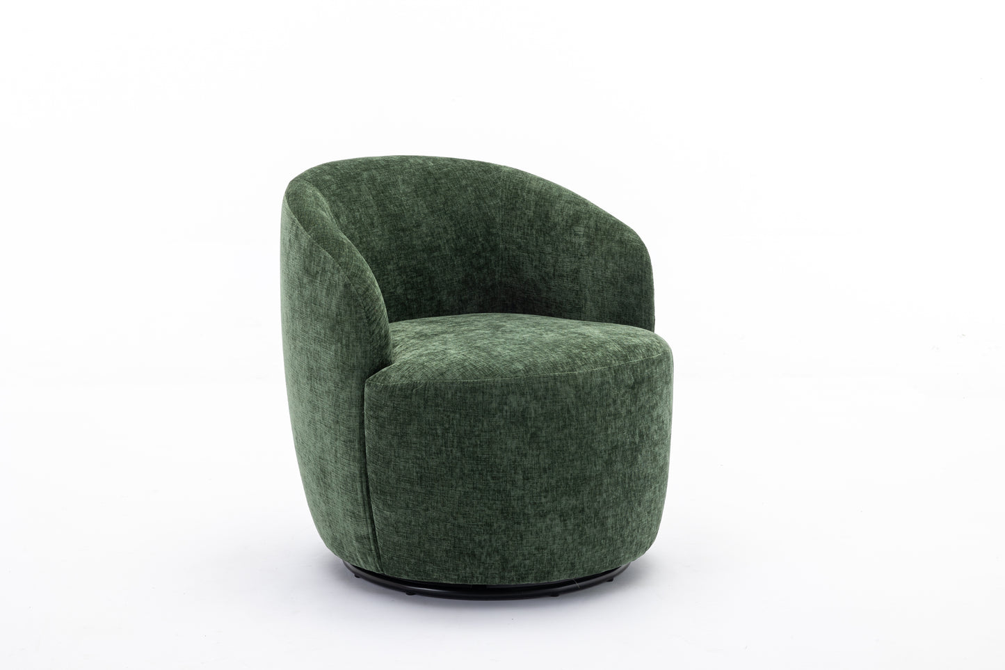 Chenille Fabric Swivel Accent Armchair Barrel Chair With Black Powder Coating Metal Ring,Green