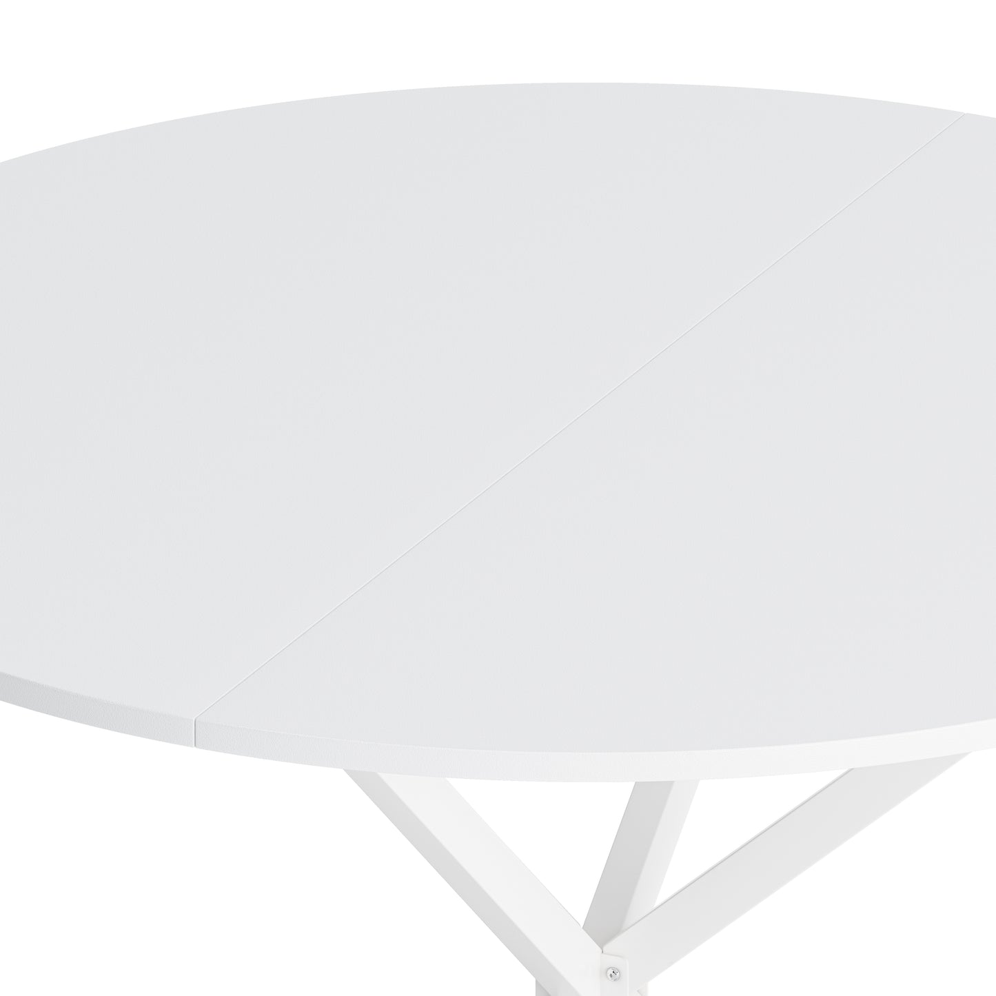 47.24'' Modern Cross Leg Round Dining Table, White Top Occasional Table, Two Piece Removable Top, Matte Finish Iron Legs
