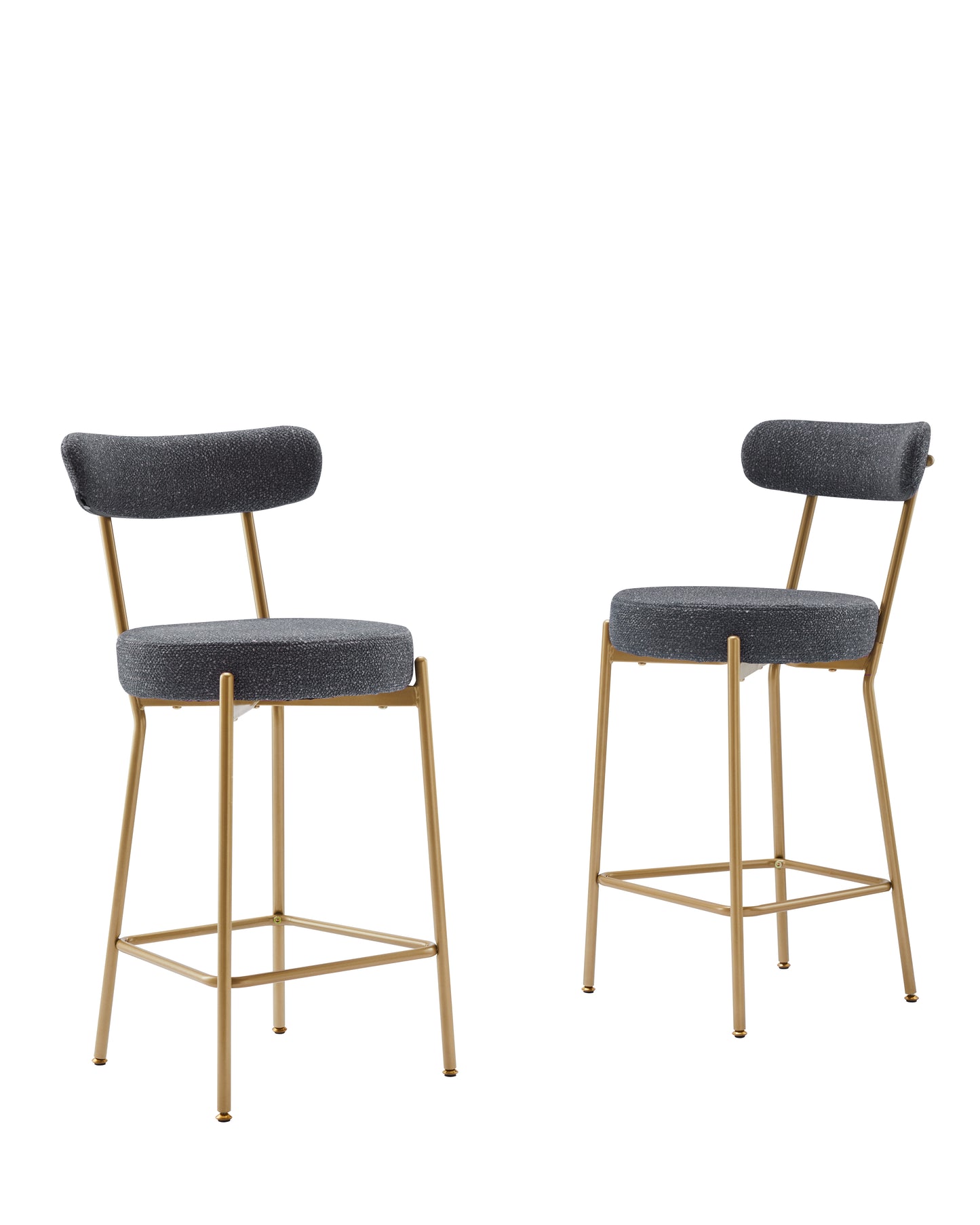 25 Inch Modern Gold Upholstered Sherpa Counter Stools Set of 2 with Backs for Kitchen Island