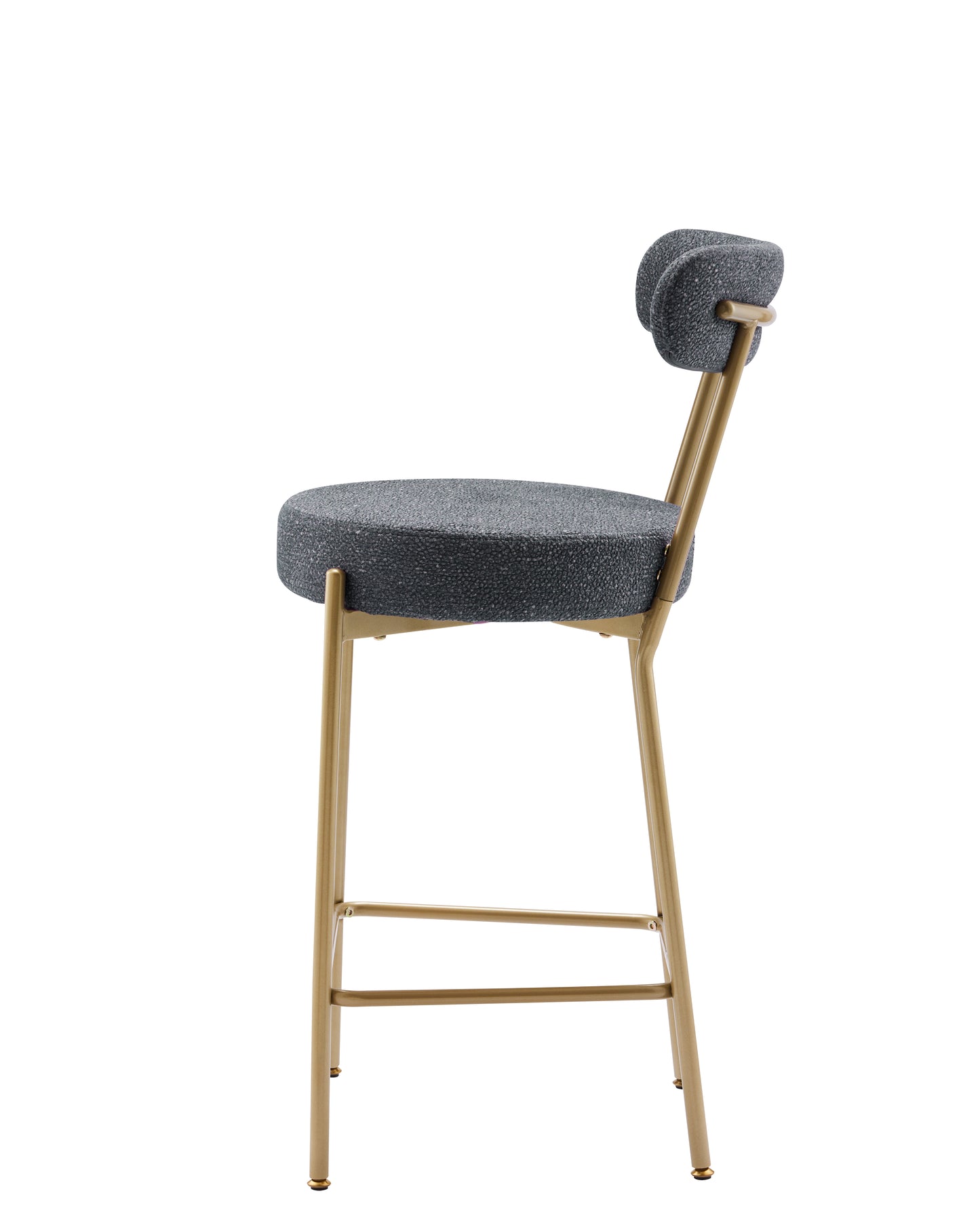 25 Inch Modern Gold Upholstered Sherpa Counter Stools Set of 2 with Backs for Kitchen Island