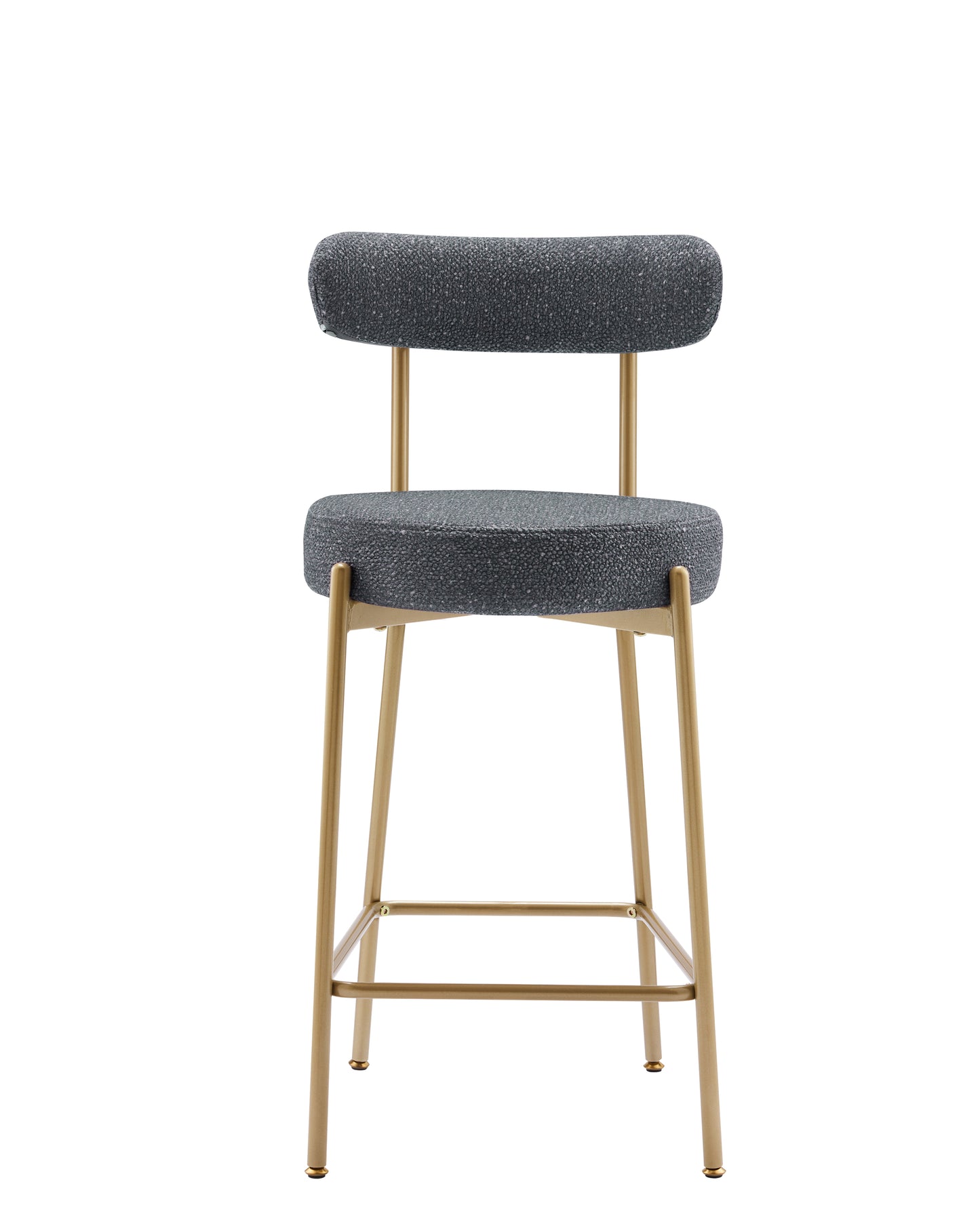 25 Inch Modern Gold Upholstered Sherpa Counter Stools Set of 2 with Backs for Kitchen Island