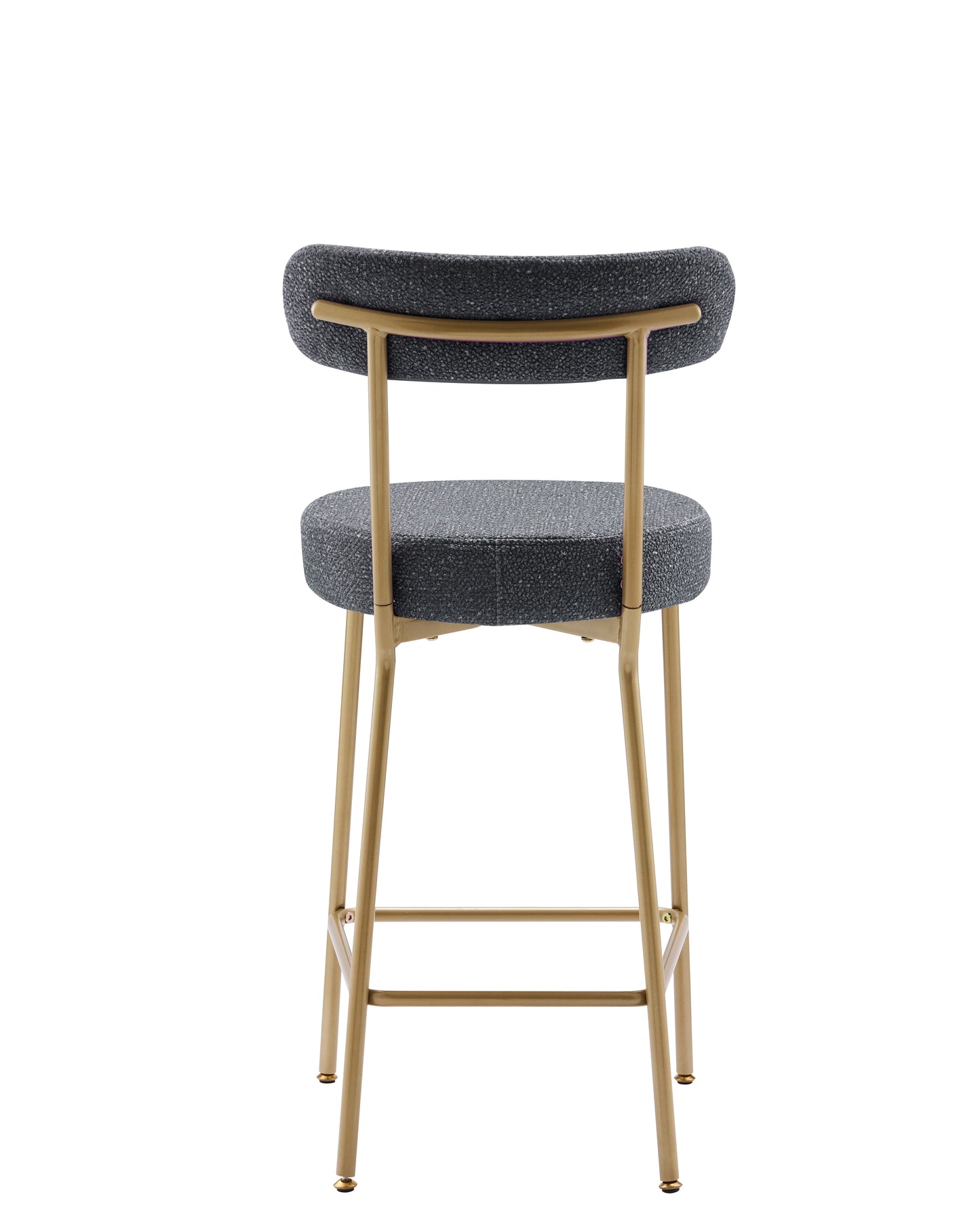 25 Inch Modern Gold Upholstered Sherpa Counter Stools Set of 2 with Backs for Kitchen Island