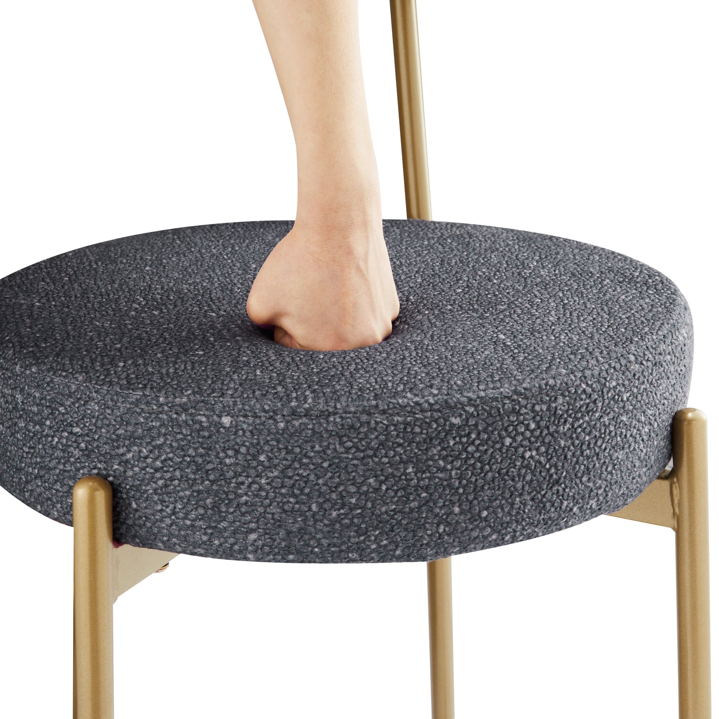 25 Inch Modern Gold Upholstered Sherpa Counter Stools Set of 2 with Backs for Kitchen Island