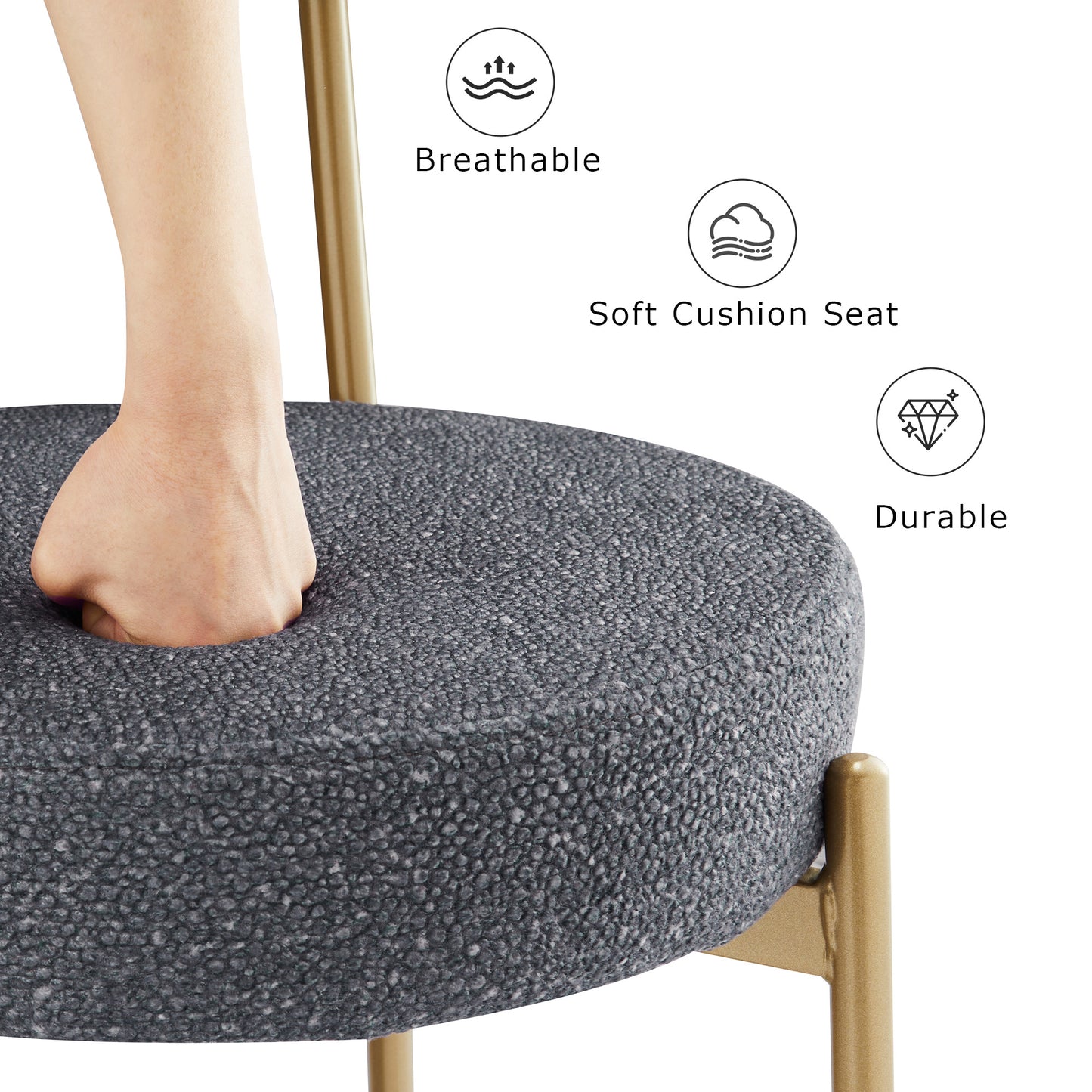 25 Inch Modern Gold Upholstered Sherpa Counter Stools Set of 2 with Backs for Kitchen Island