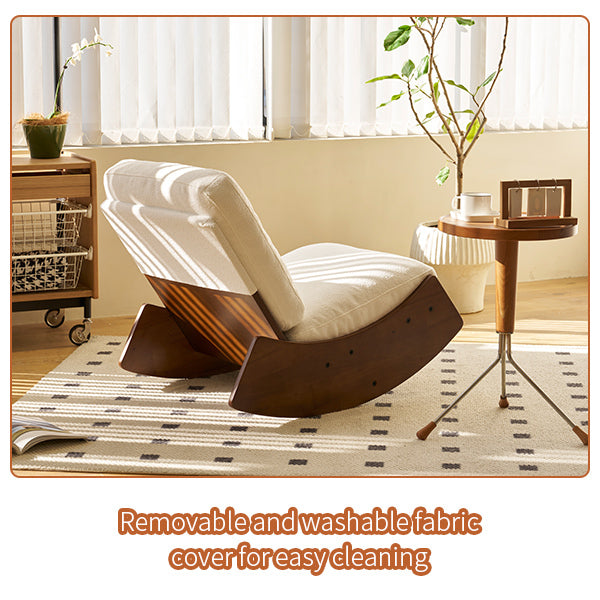 Elegant Upholstered Glider Rocking Chair with Solid Wood Frame for Living Room Nursery and Bedroom Relaxation