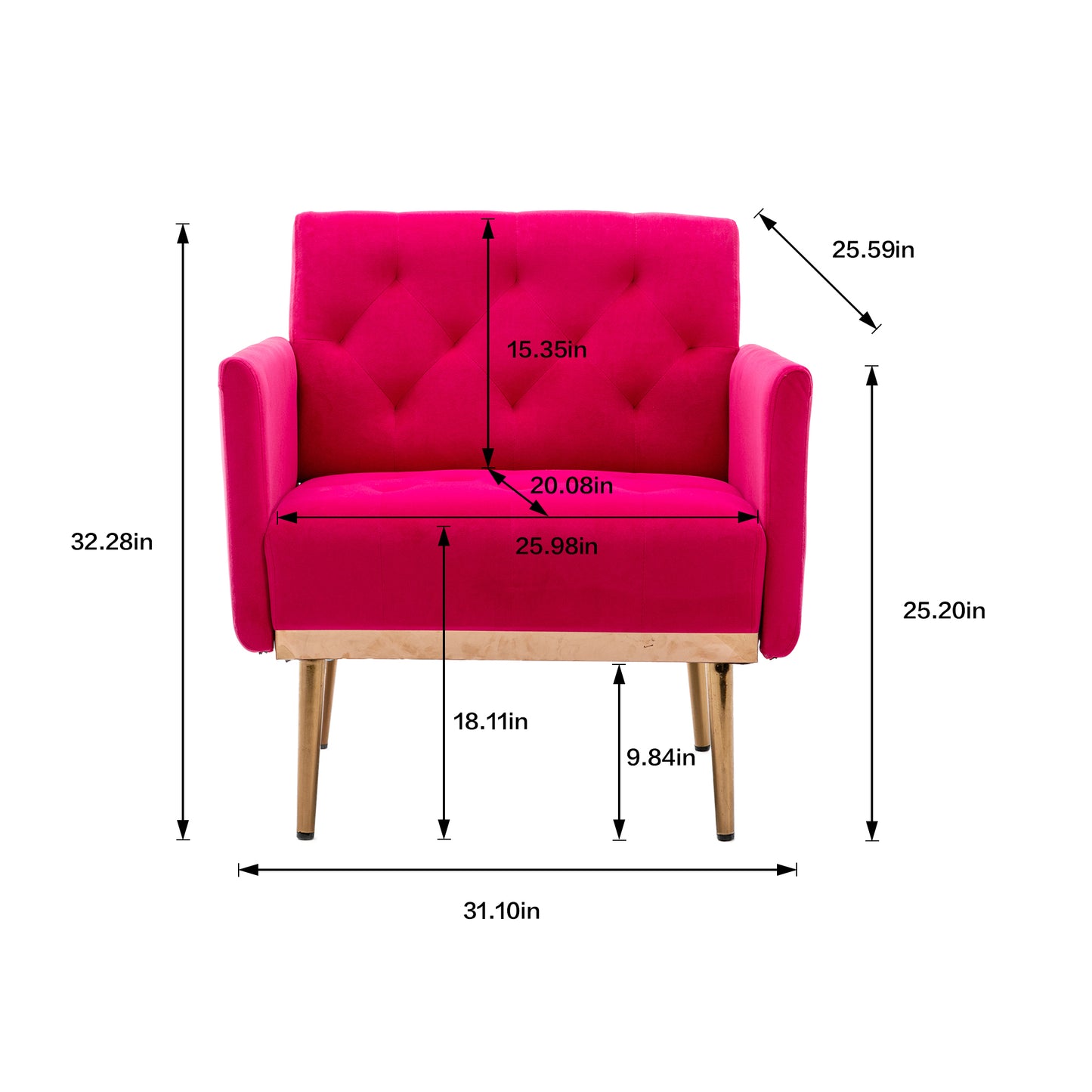 Accent Chair ,leisure single sofa with Rose Golden feet