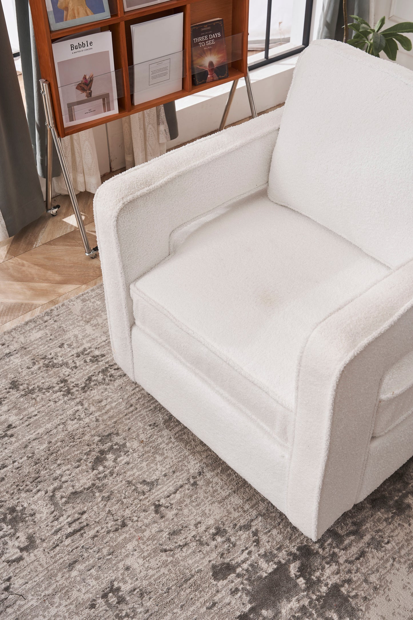 Modern 360 Degree Swivel Barrel Chair for Living Room Accent Small Armchair for Nursery Office Bedroom Hotel
