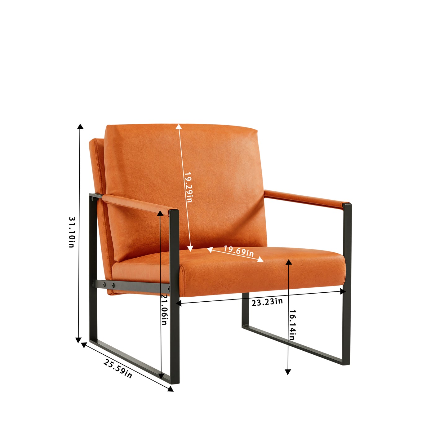 Lounge, living room, office or the reception area PVC leather accent arm chair with Extra thick padded backrest and seat cushion sofa chairs,Non-slip adsorption feet,sturdy metal frame,Orange