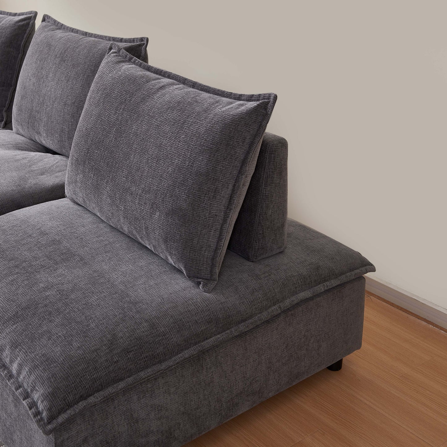 Adjustable Backrest Armless Upholstered Lounge Chair with Removable Pillow for Living Room and Bedroom