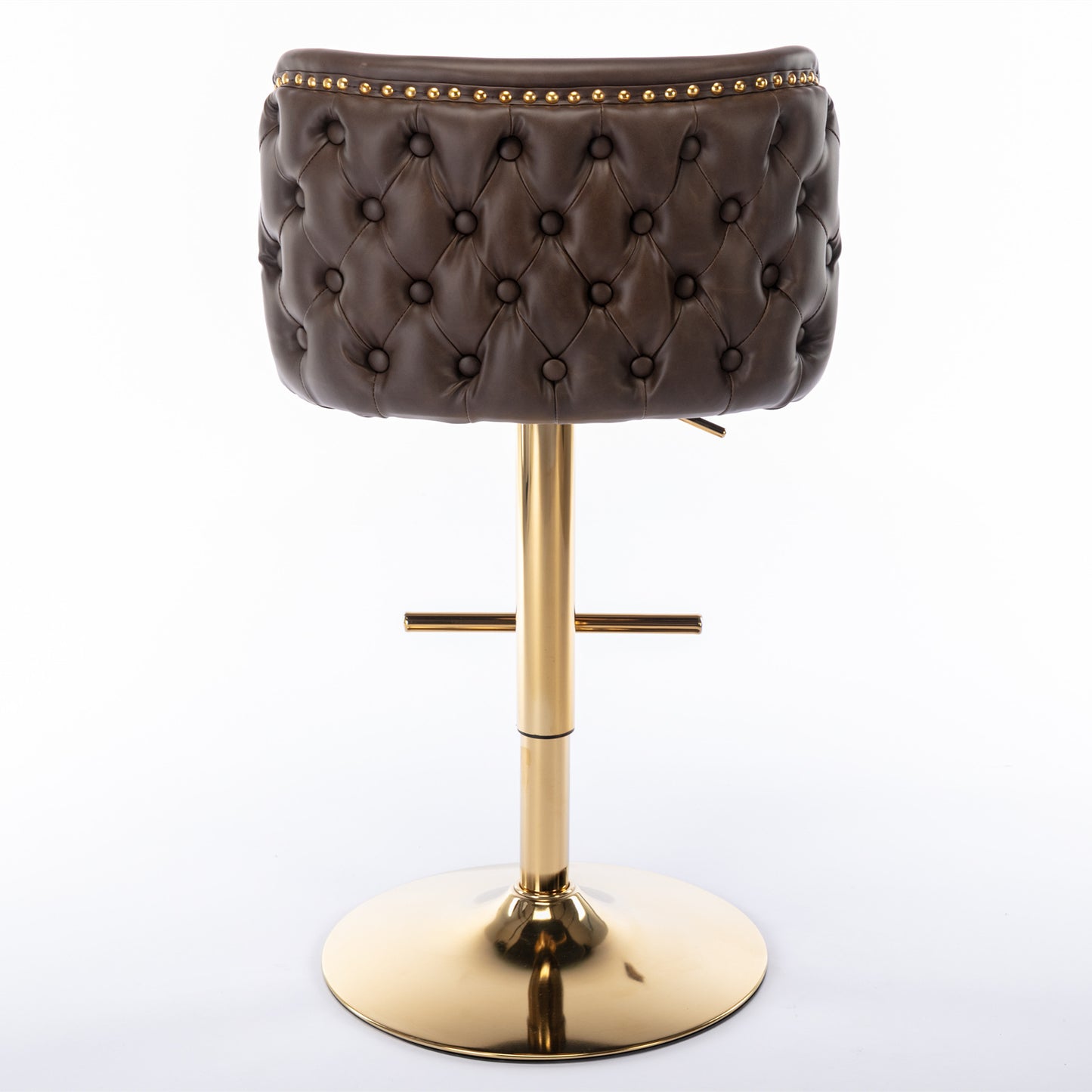 A&A Furniture,Swivel Barstools Adjusatble Seat Height, Modern PU Upholstered Bar Stools with the whole Back Tufted, for Home Pub and Kitchen Island(Brown, Set of 2)