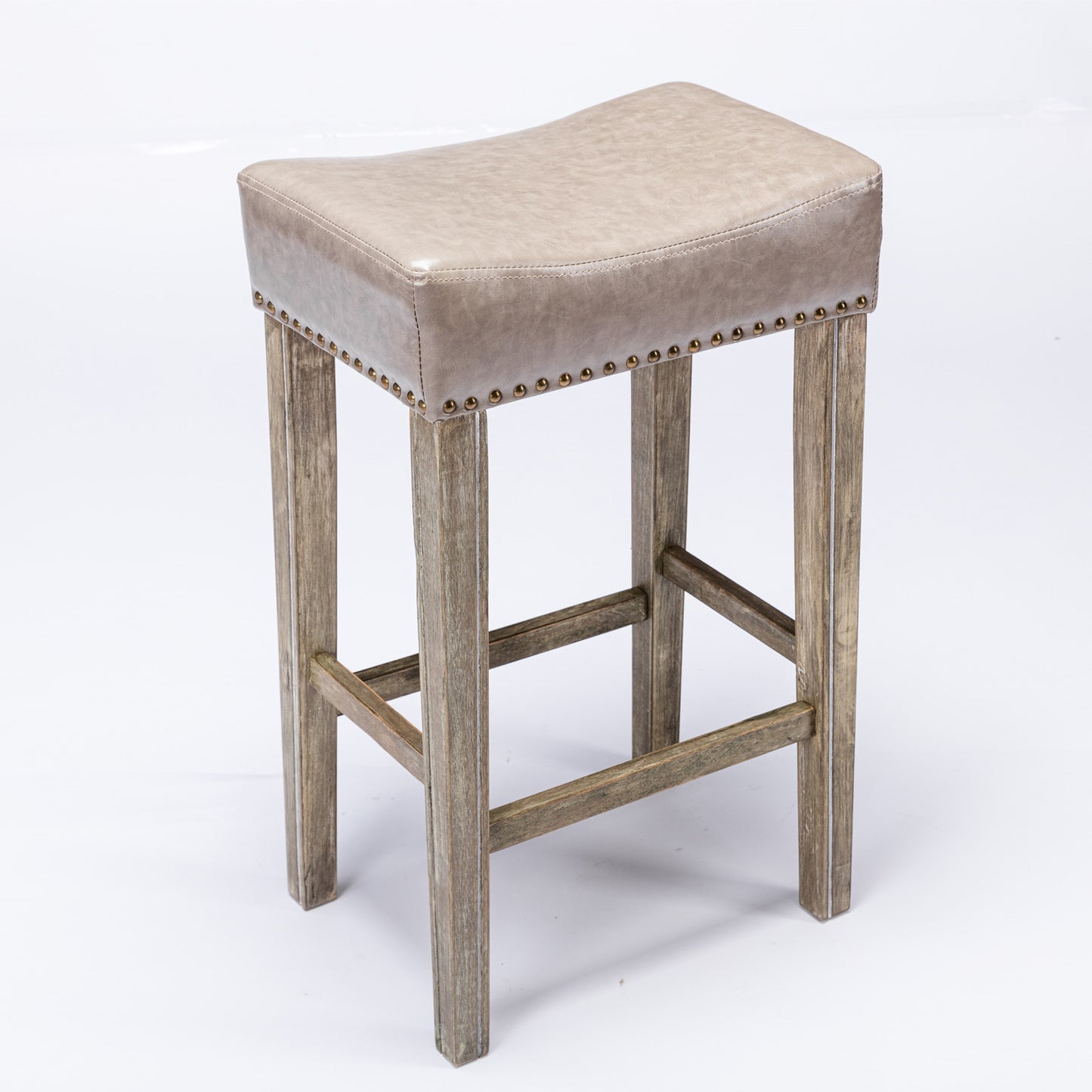 Counter Height 29" Bar Stools for Kitchen Counter Backless Faux Leather Stools Farmhouse Island Chairs (29 Inch, Gray, Set of 2)