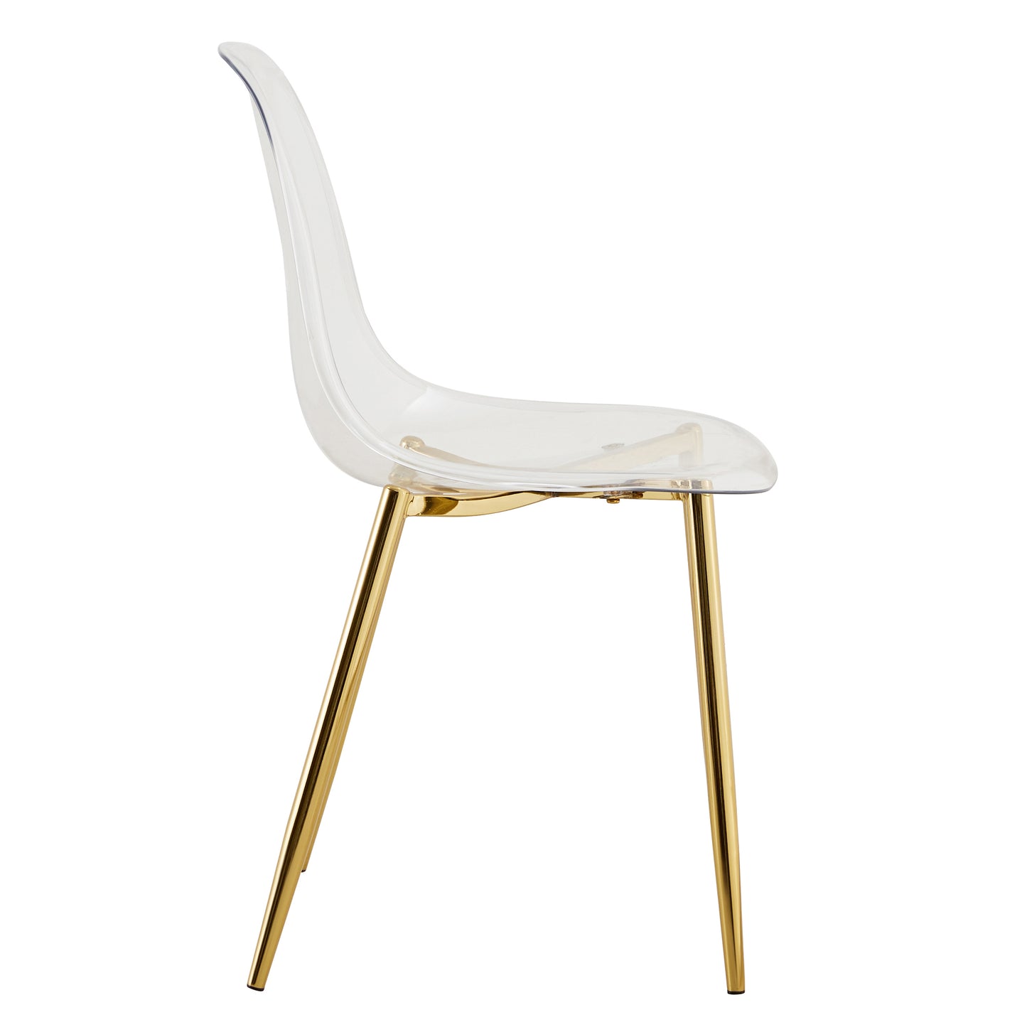 Modern Minimalist Transparent Dining Chair Set with Gold-Plated Metal Legs - Nordic Armless Crystal Makeup Stools 6-Piece TW-1200