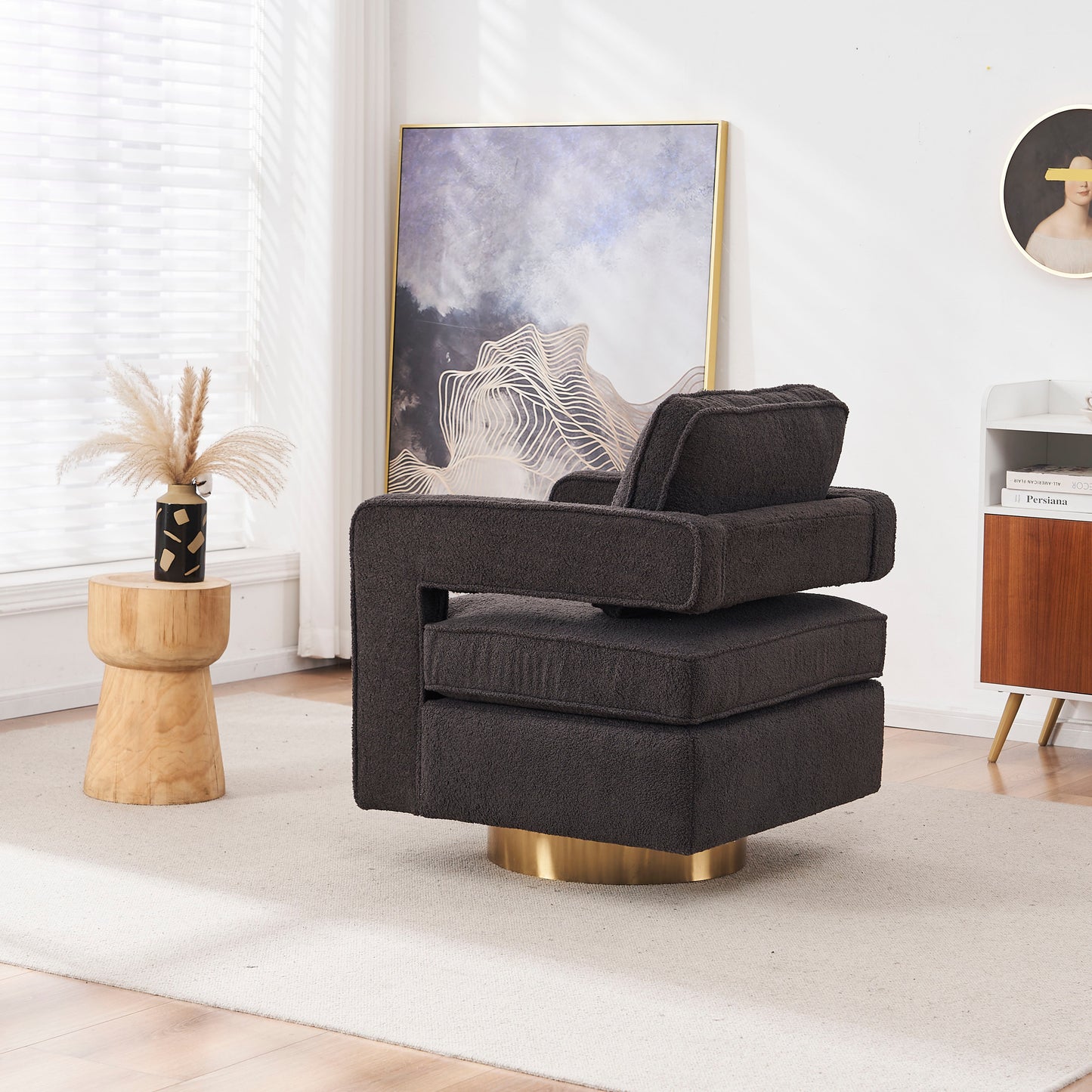 Modern 360 Degree Swivel Barrel Chair for Living Room Accent Small Armchair for Nursery Office Bedroom Hotel