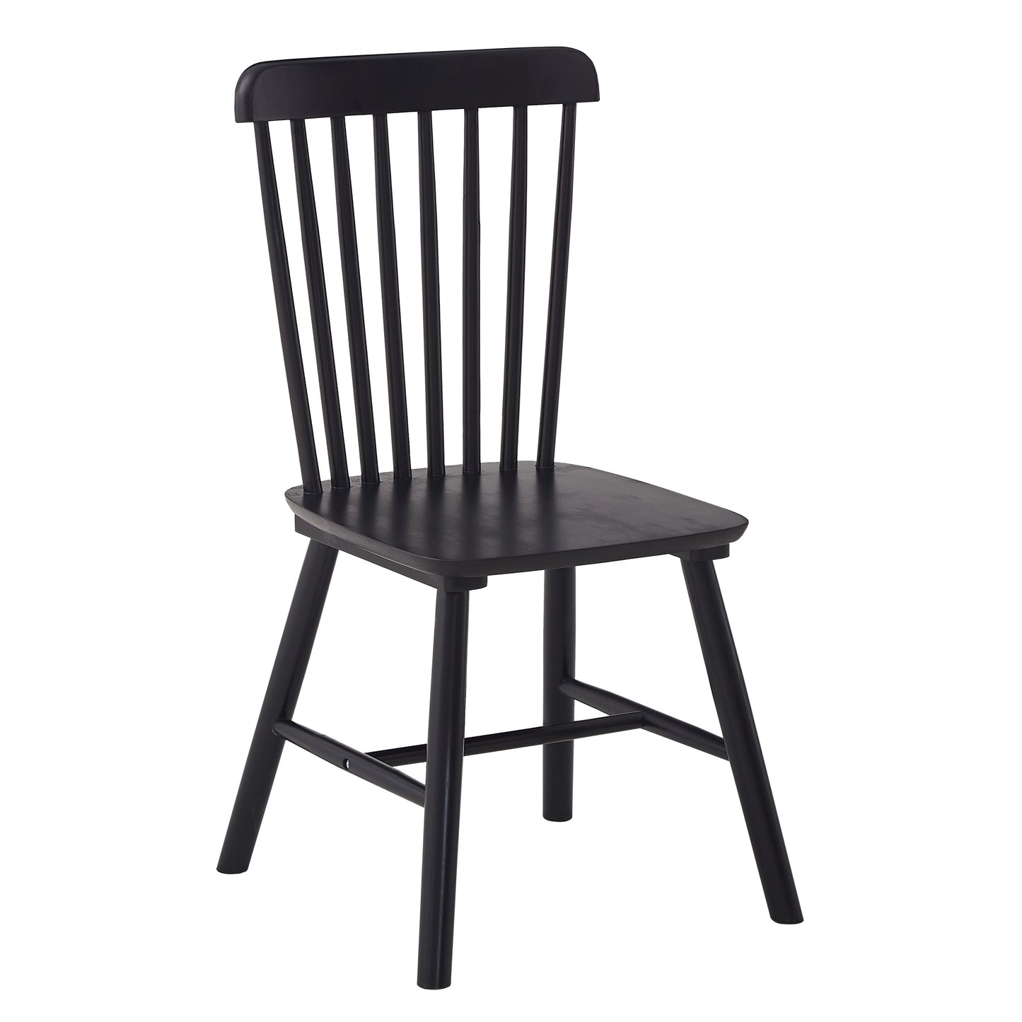 Black Rubber Wood Dining Chairs Set of 4 Simple Natural Solid Wood Living Room Seating