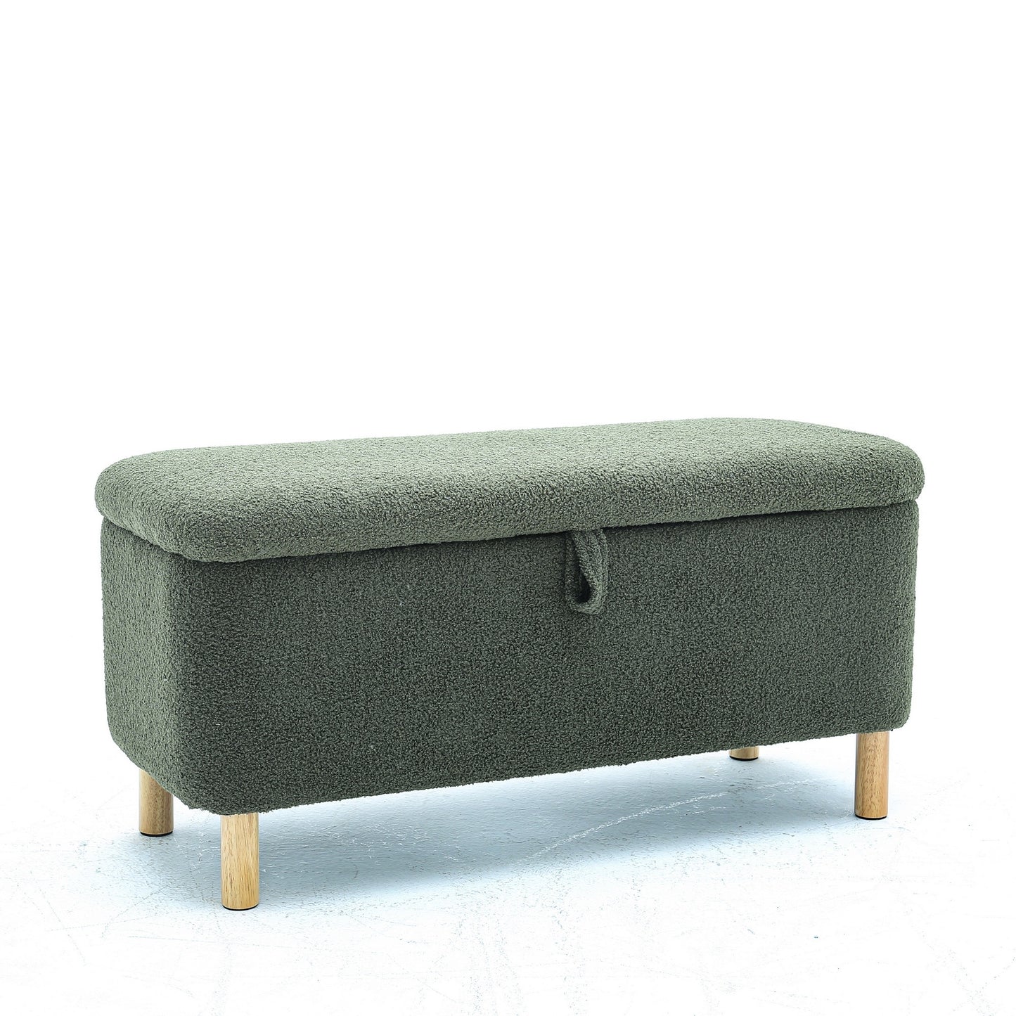 Upholstered Storage Ottoman Entryway Bench Green Modern Design for Living Room Bedroom Organization