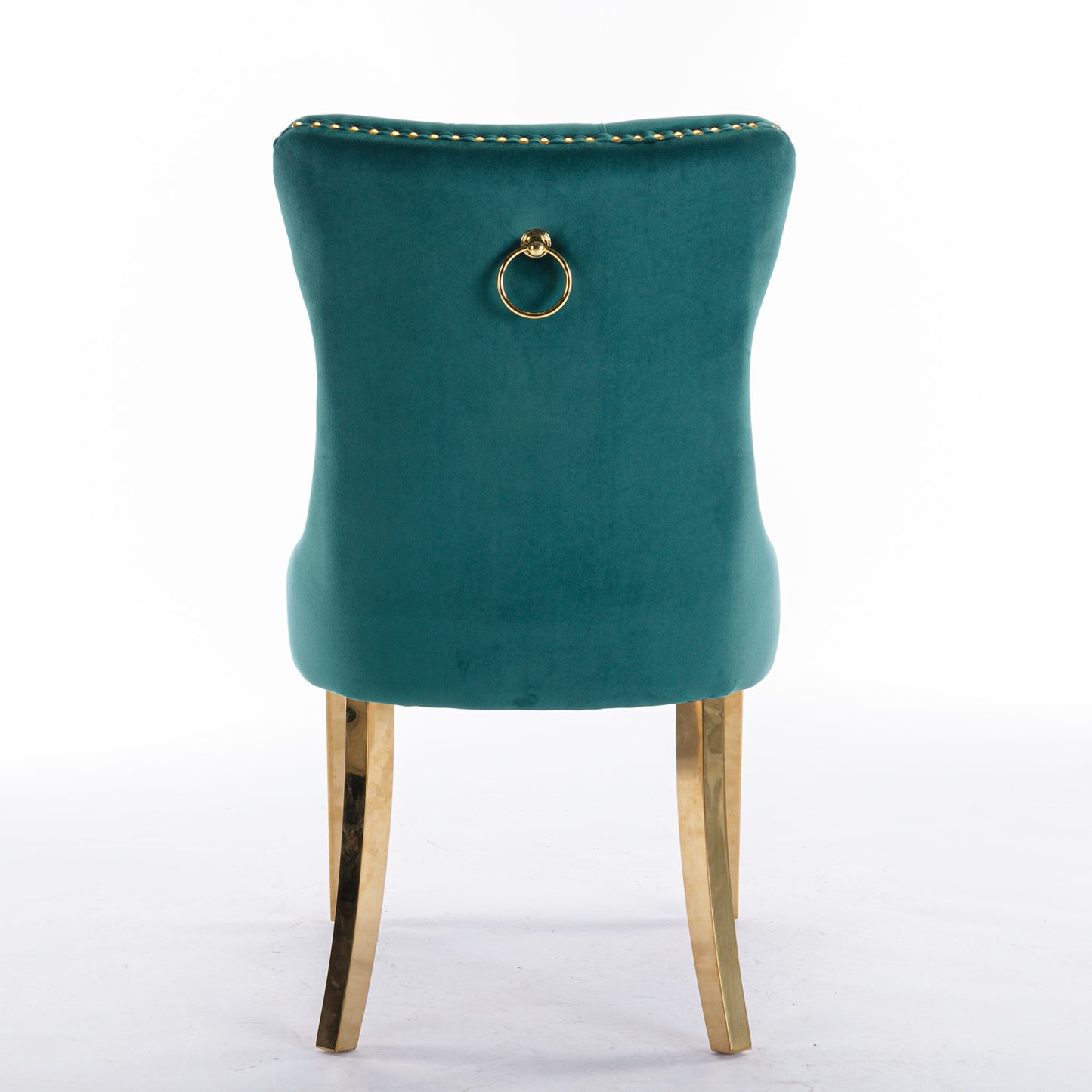 Modern Velvet Upholstered Dining Chairs Set of 2 with Gold Stainless Steel Legs and Nailhead Trim Black and Gold