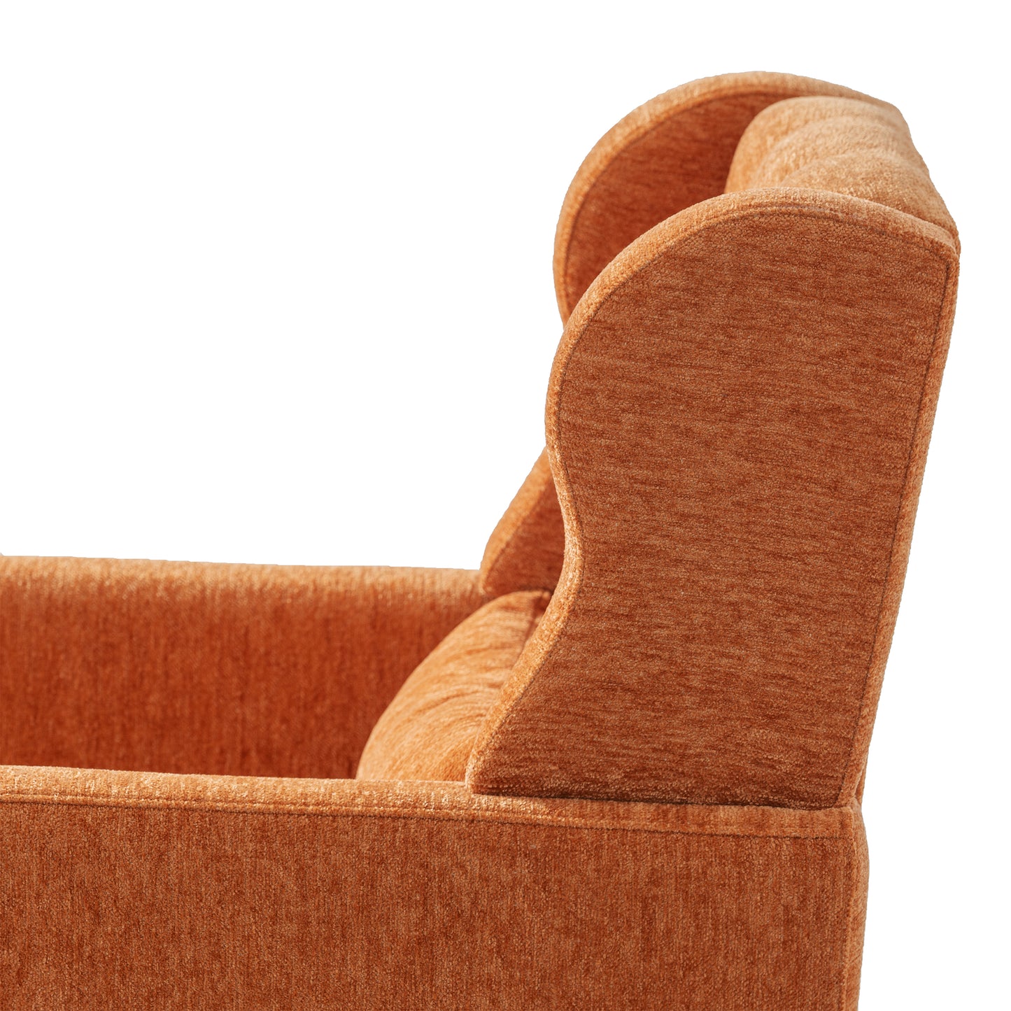 Orange Chenille Accent Chair for Living Room Soft Padded Armchair with Pillow Solid Wood Legs Ideal for Small Spaces