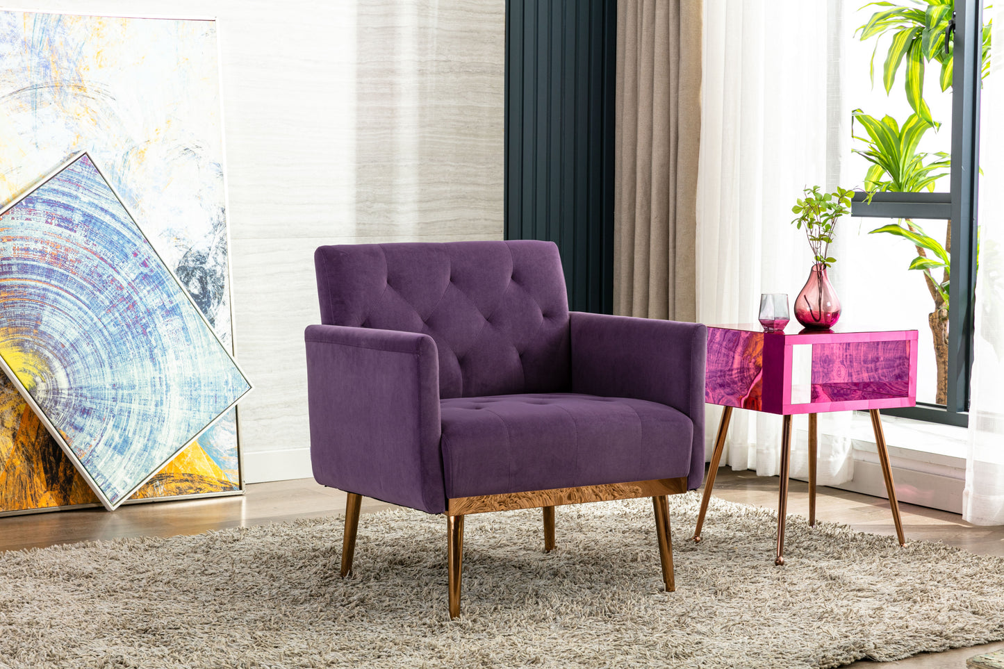 Accent Chair ,leisure single sofa with Rose Golden feet