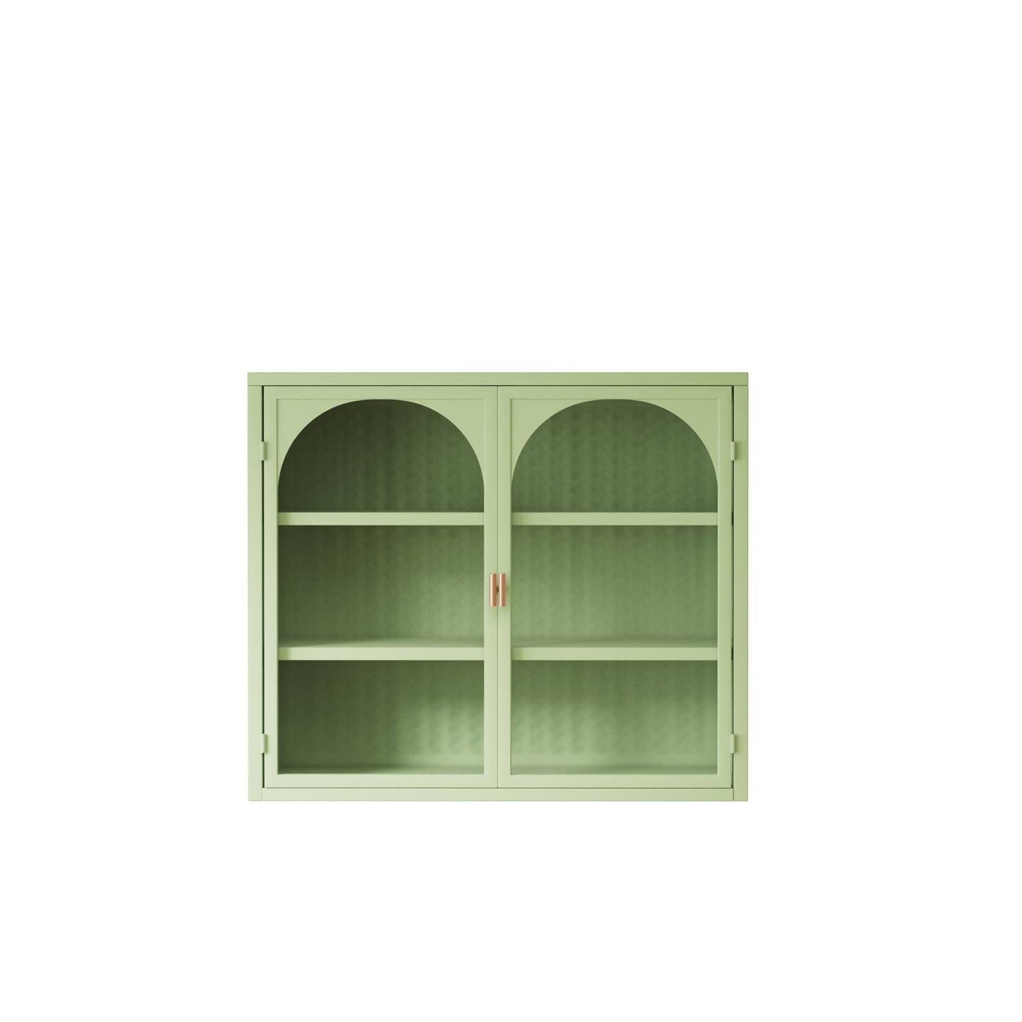 Modern Two-Door Wall Cabinet with Three-Tier Storage for Entryway Living Room Bathroom Dining Room Green Woven Pattern Design