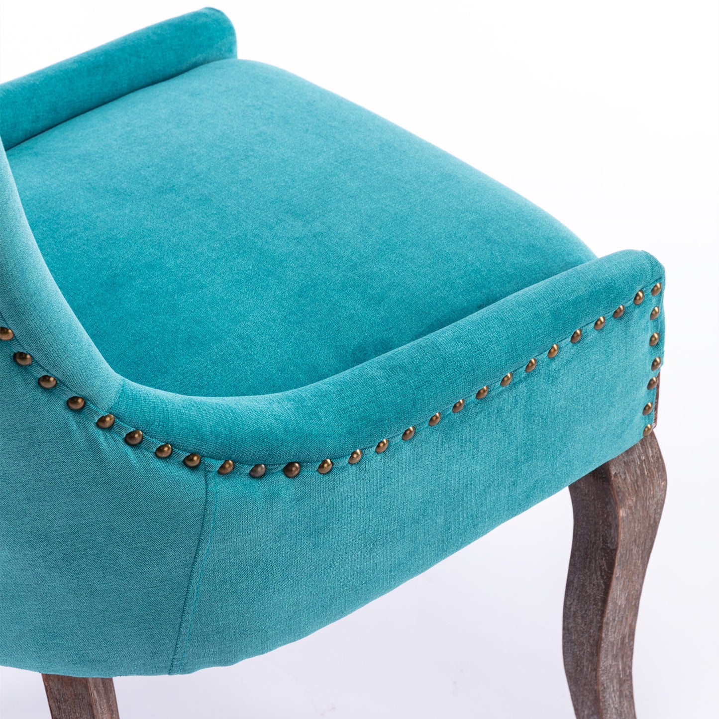 Ultra Side Dining Chair,Thickened fabric chairs with neutrally toned solid wood legs, Bronze nail head,Set of 2,Blue