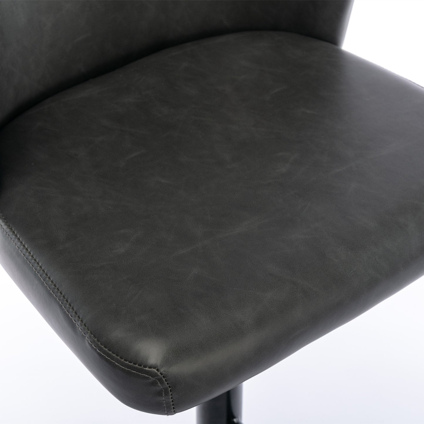 A&A Furniture,Swivel Barstools Adjusatble Seat Height, Modern PU Upholstered Bar Stools with the whole Back Tufted, for Home Pub and Kitchen Island(Dark Gray, Set of 2)
