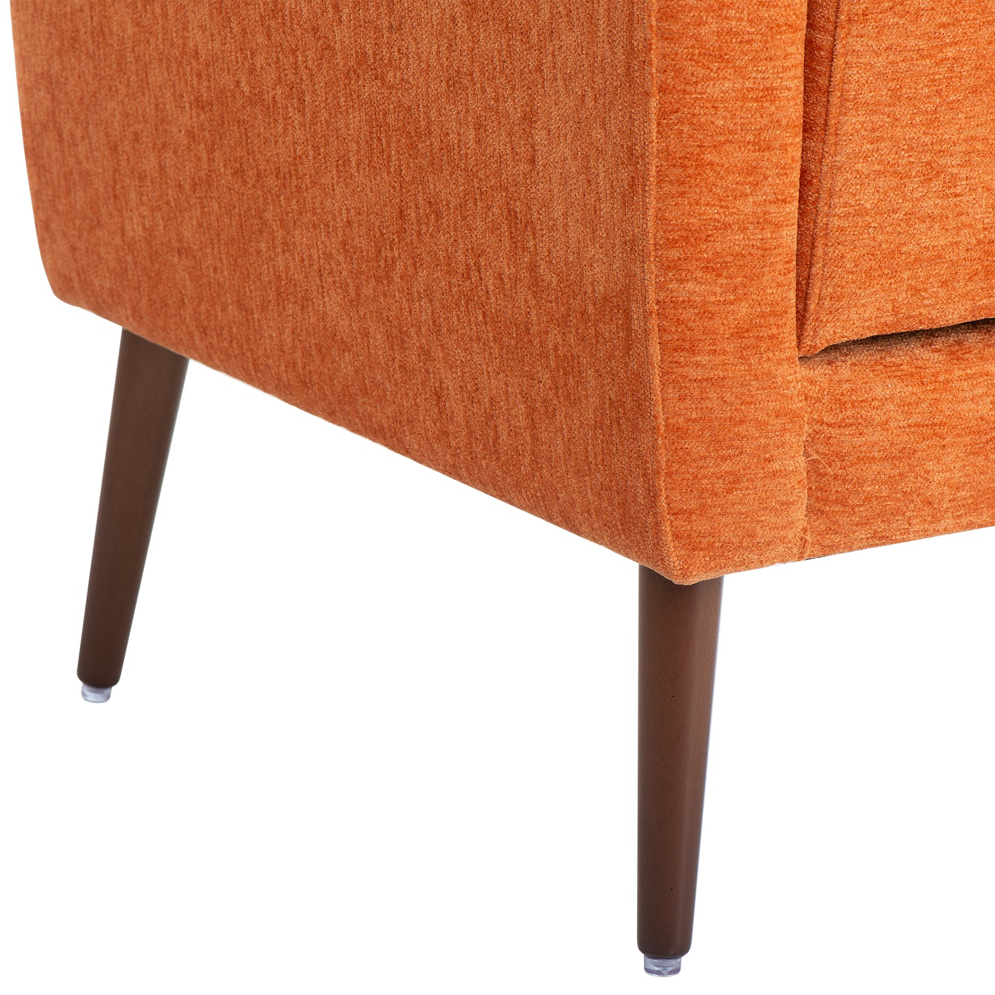 Orange Chenille Accent Chair for Living Room Soft Padded Armchair with Pillow Solid Wood Legs Ideal for Small Spaces