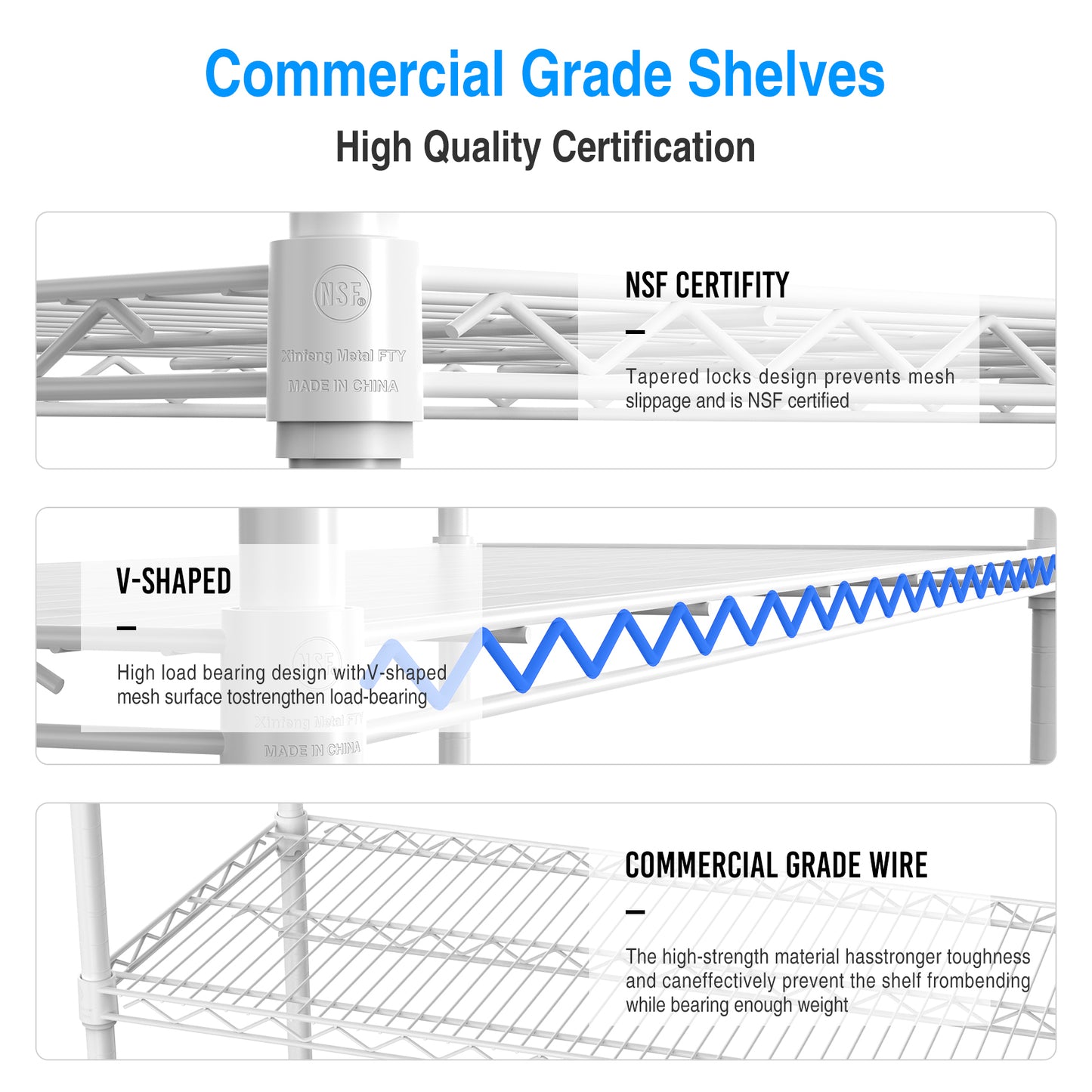 6 Tier Wire Shelving Unit Heavy Duty Adjustable Metal Garage Storage Shelves with Wheels 6000 LBS Capacity White