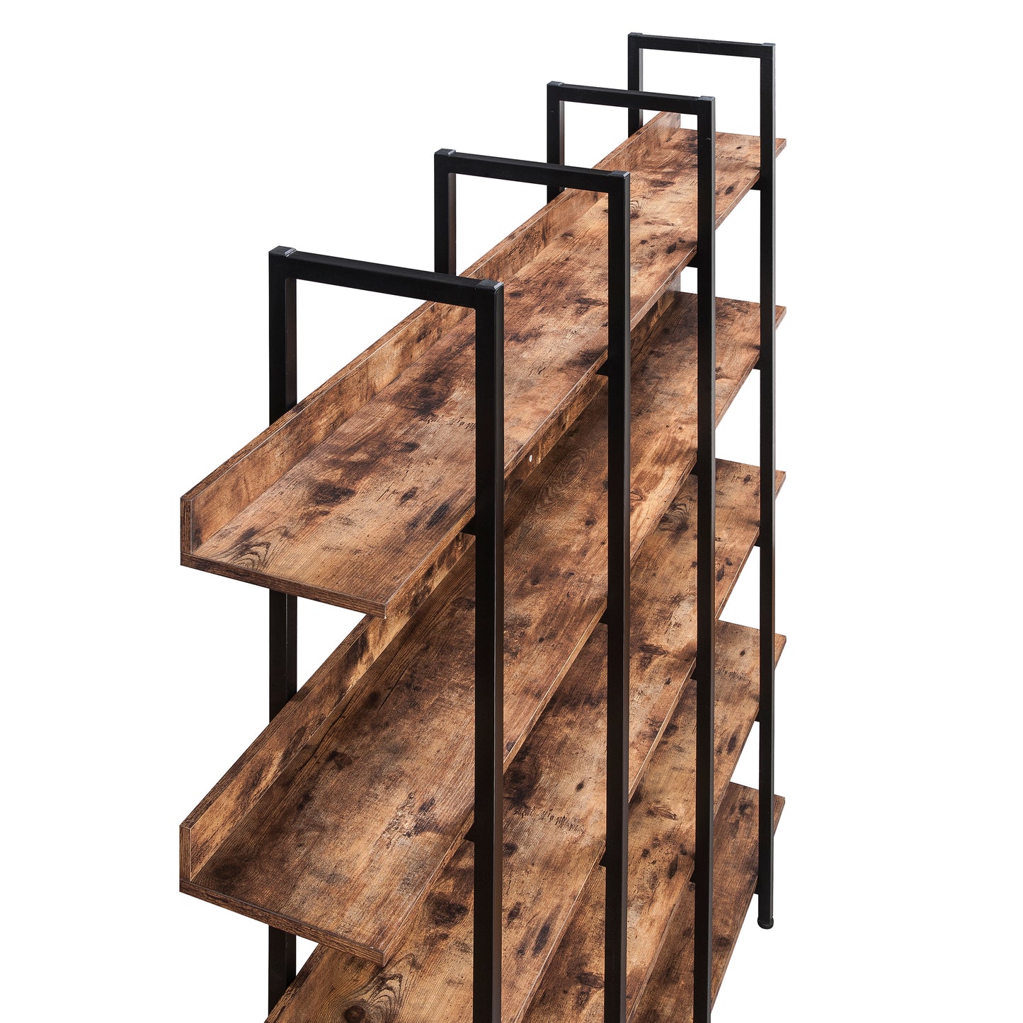 5 Tier Open Bookshelf Vintage Industrial Style Metal Frame MDF Board Home Office Storage Shelf