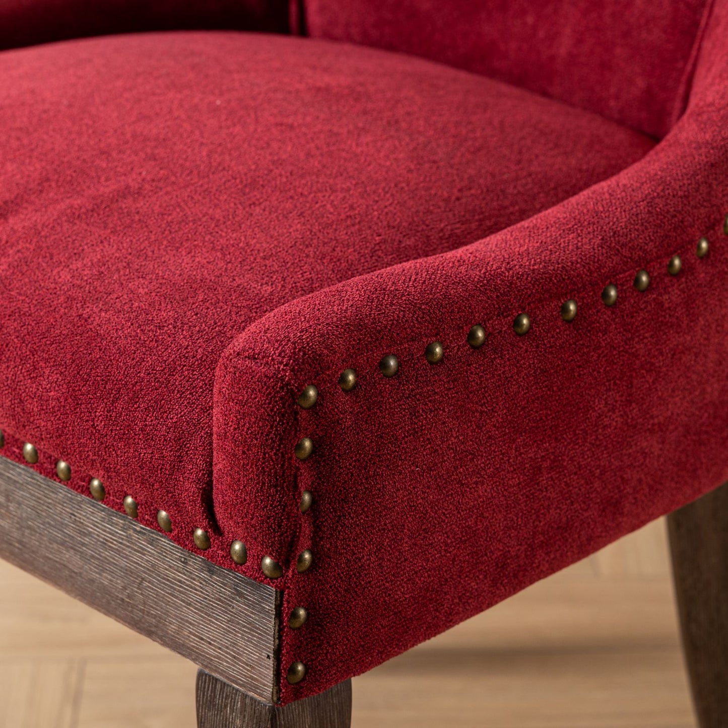 Ultra Side Dining Chair,Thickened fabric chairs with neutrally toned solid wood legs,Bronze nail head,Set of 2,Wine Red,Burgundy,SW1807WR