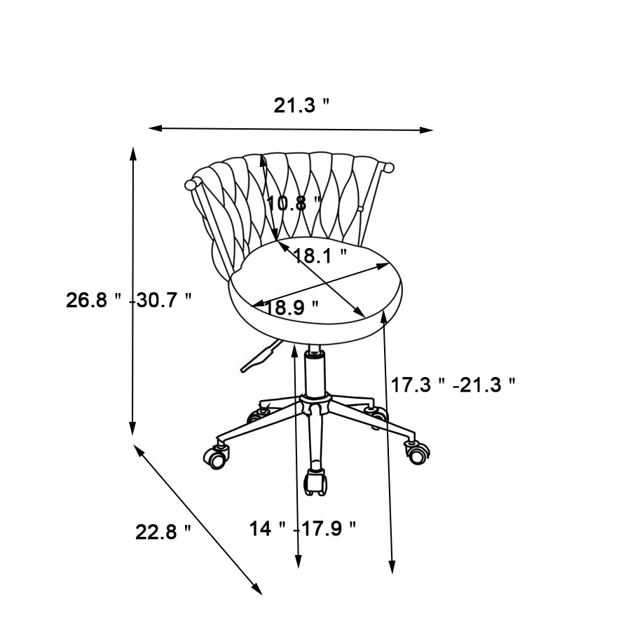 Ergonomic Dark Grey Upholstered Office Desk Chair with Adjustable Swivel Wheels for Home and Study