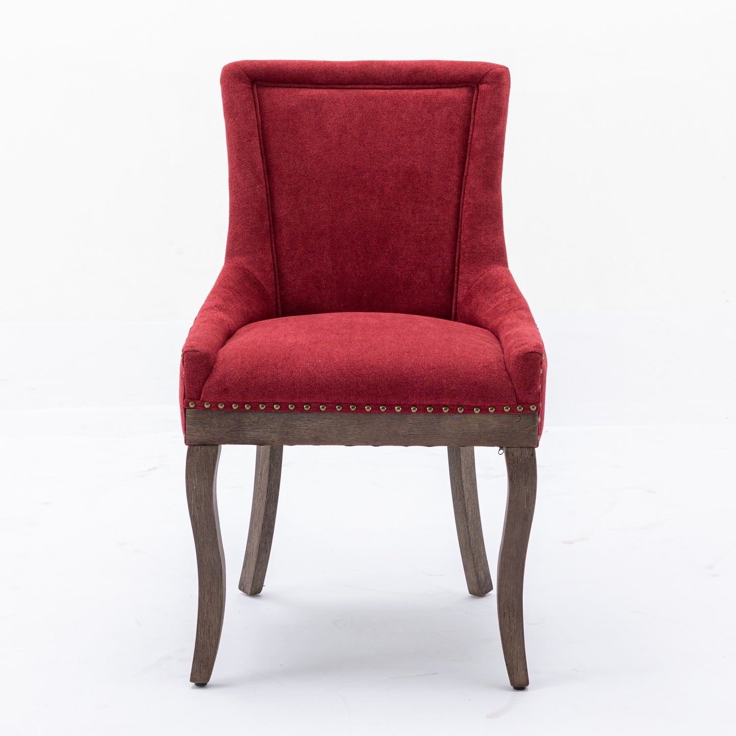 Ultra Side Dining Chair,Thickened fabric chairs with neutrally toned solid wood legs,Bronze nail head,Set of 2,Wine Red,Burgundy,SW1807WR