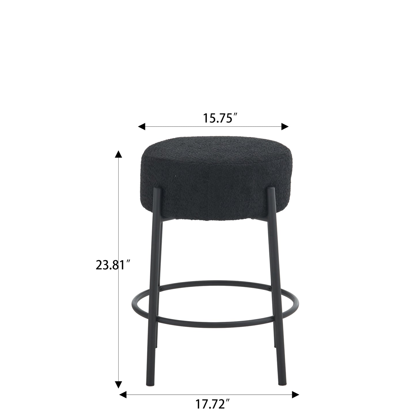 Set of 2 24 Inch Tall Round Upholstered Bar Stools for Kitchen and Coffee Shops Contemporary Design